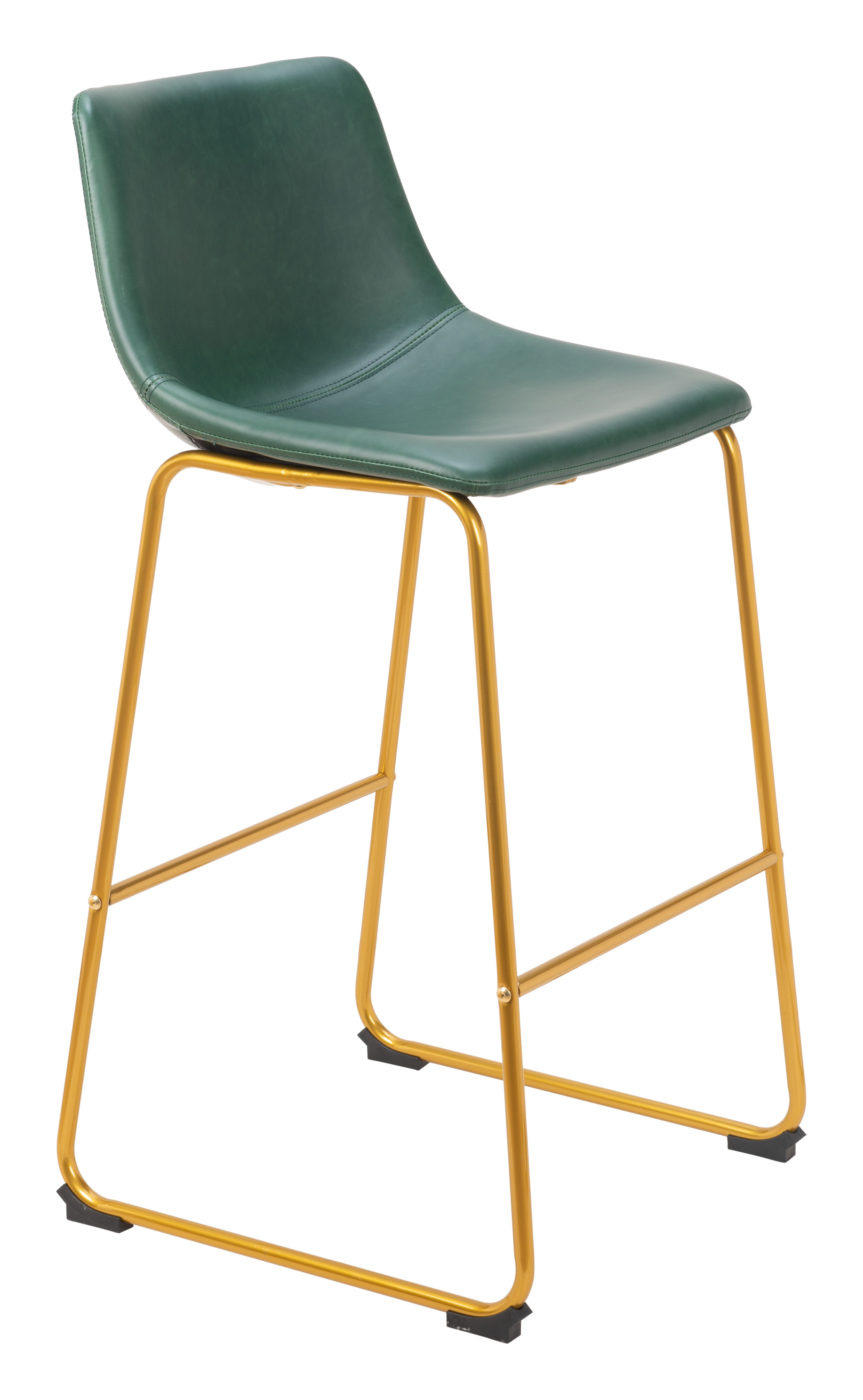 ZUO - Augusta Barstool (Set of 2) in Green/Gold