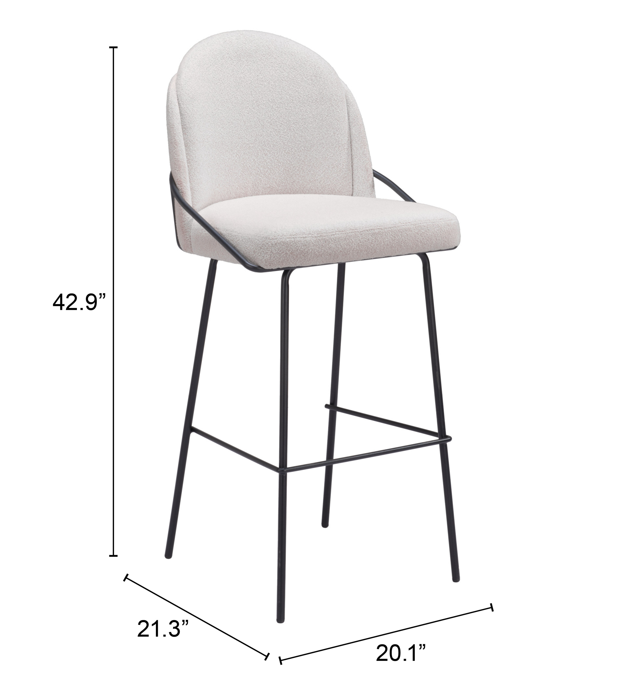 ZUO Jambi Barstool (Set of 2) - Ivory