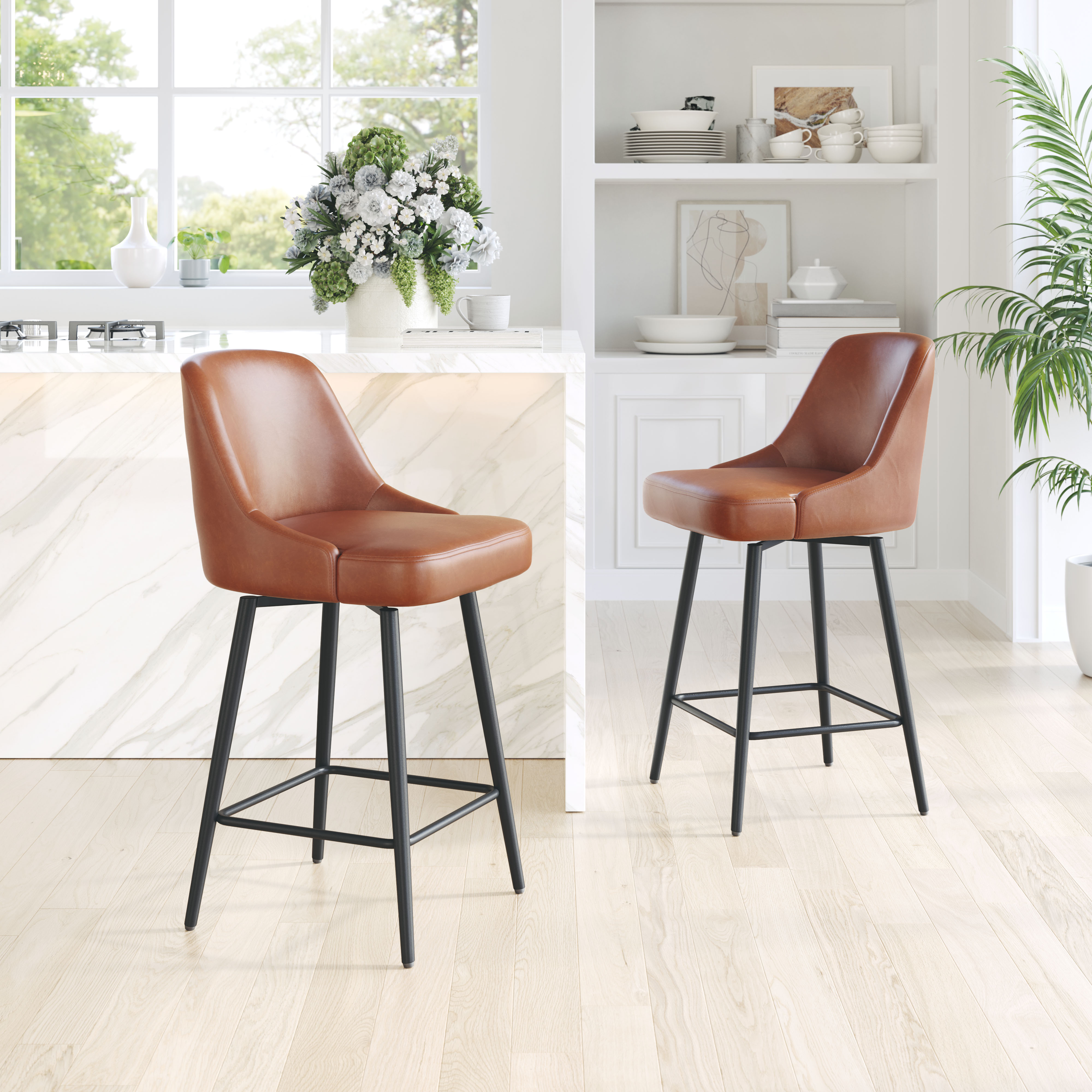 ZUO Keppel Swivel Counter Stool - Brown