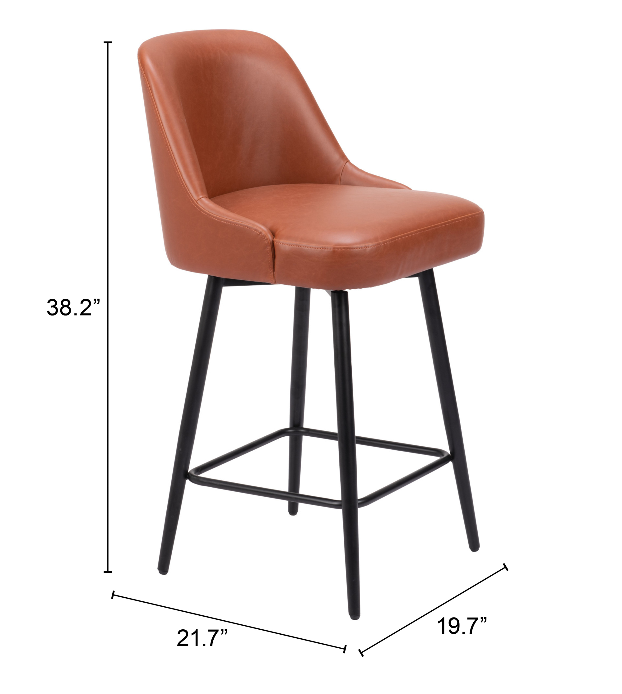 ZUO Keppel Swivel Counter Stool - Brown