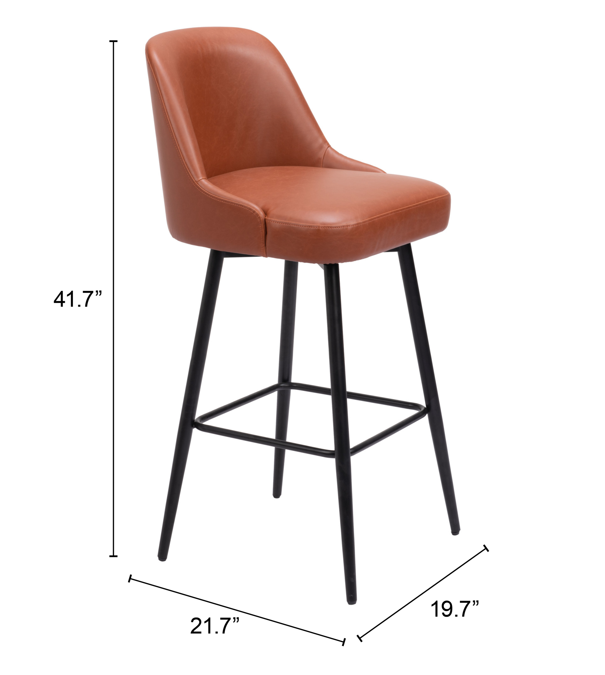 ZUO Keppel Swivel Barstool - Brown