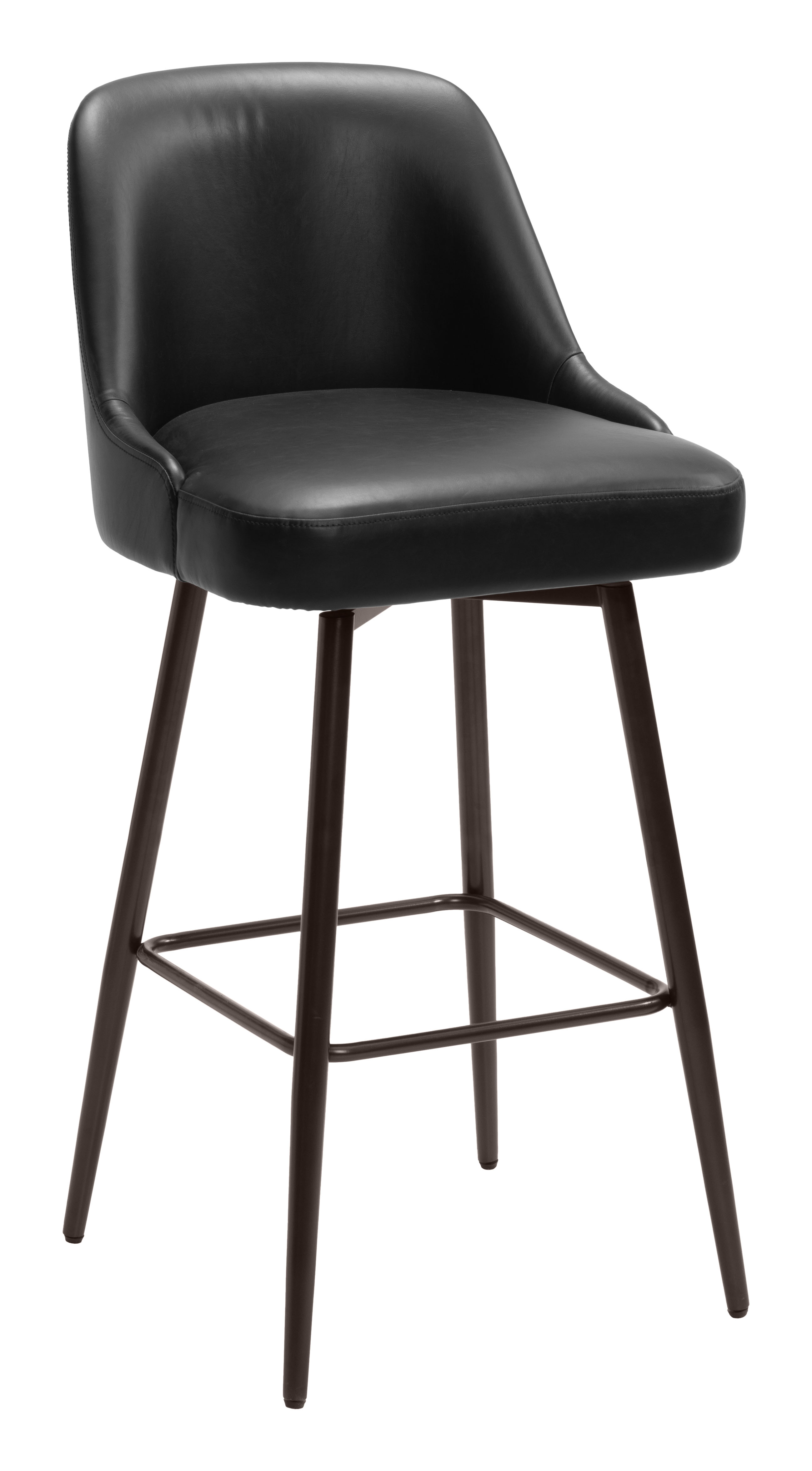 ZUO Keppel Swivel Barstool - Black/Bronze