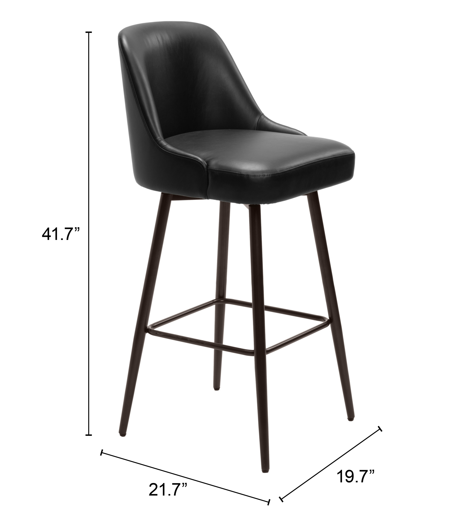 ZUO Keppel Swivel Barstool - Black/Bronze