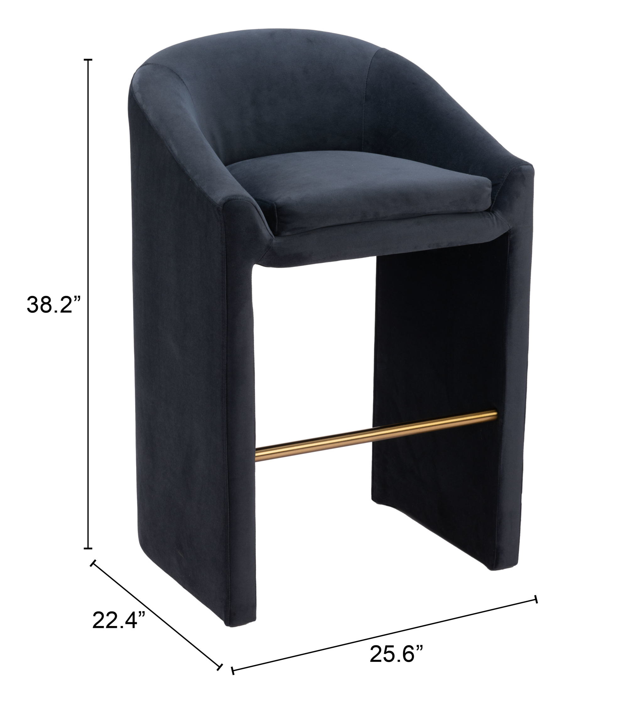 ZUO - Emas Barstool in Midnight Gray