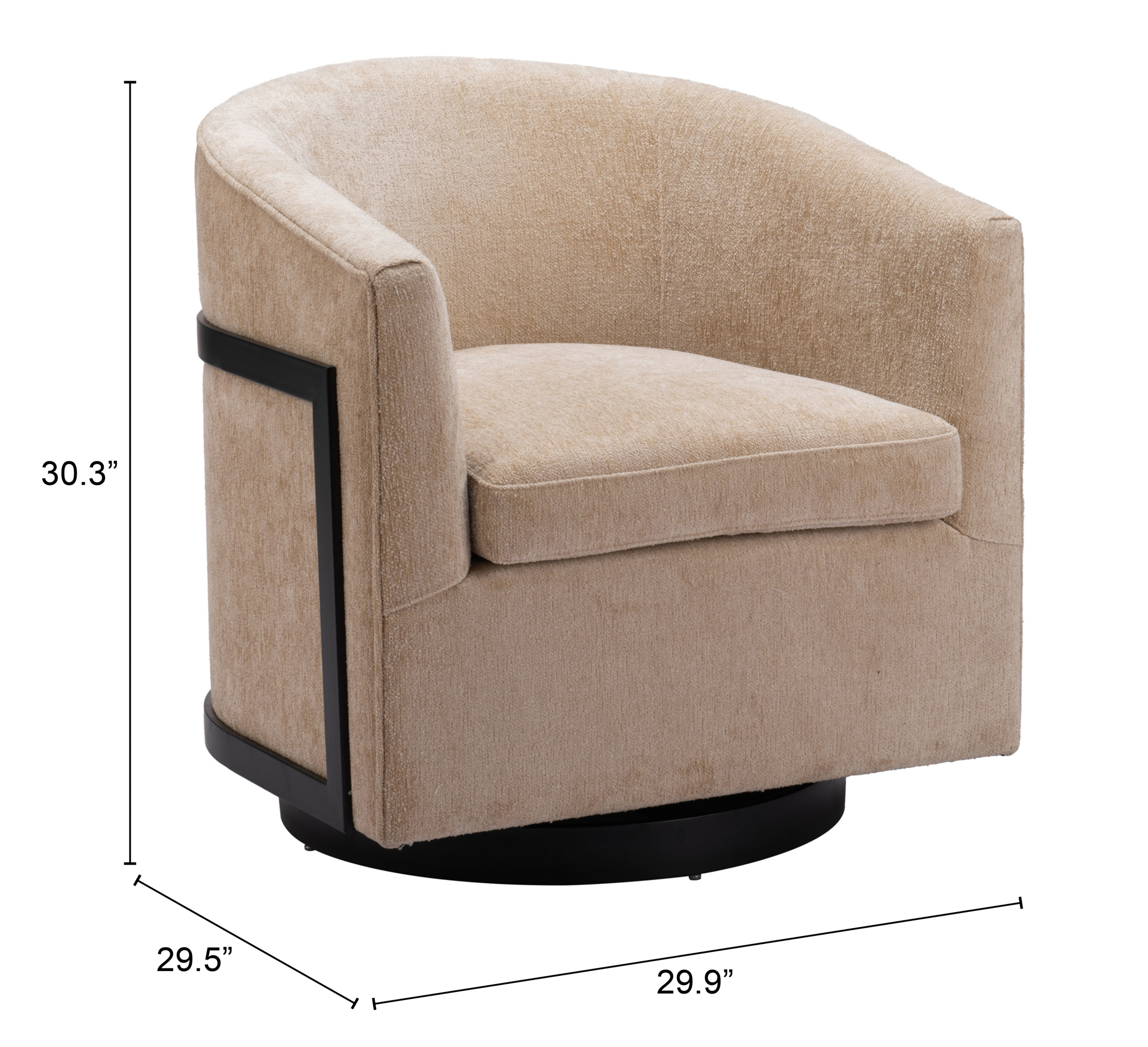 ZUO™ Hanko Swivel Chair - Golden Beige