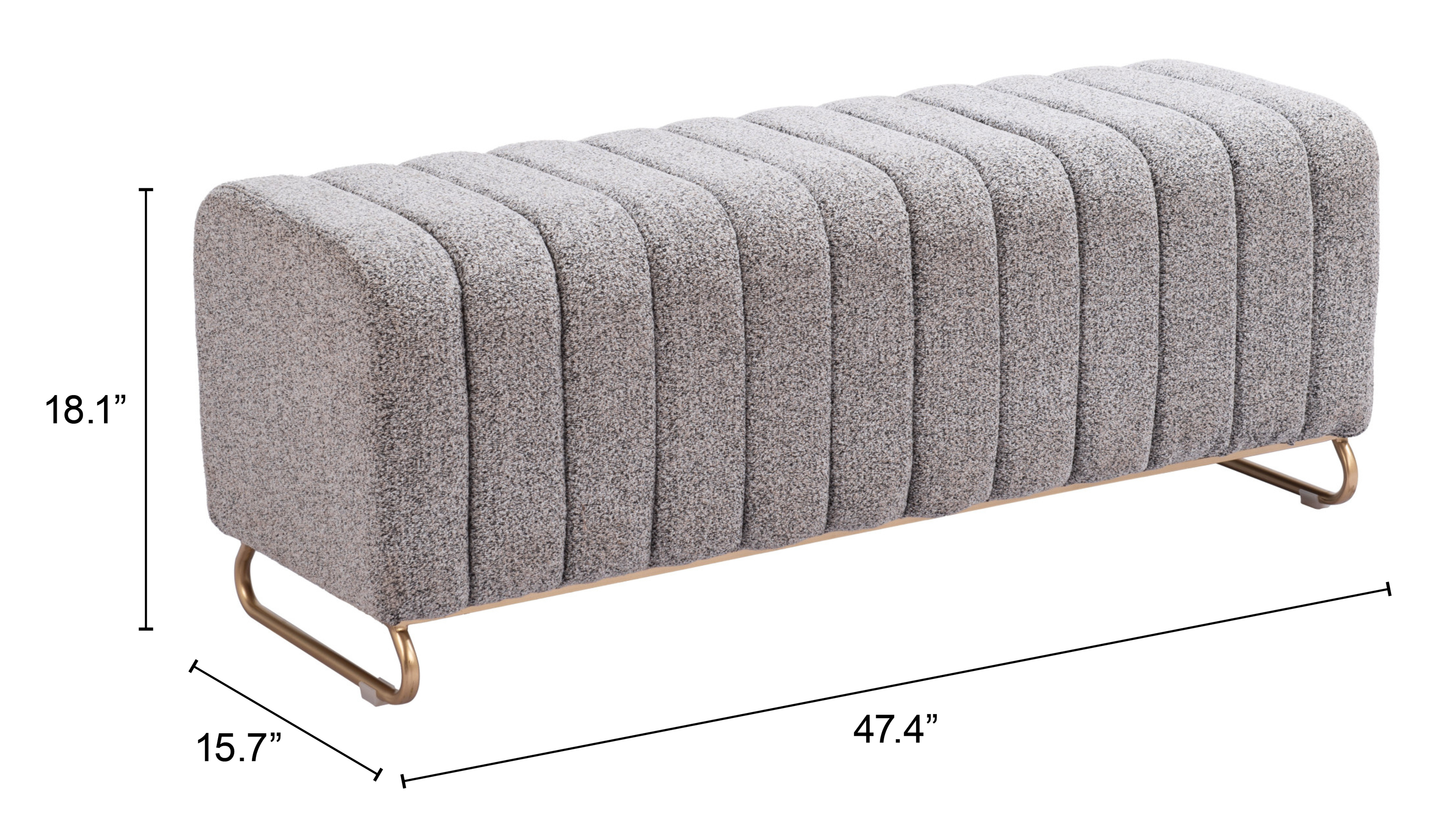 ZUO - Pender Bench in Stone Gray