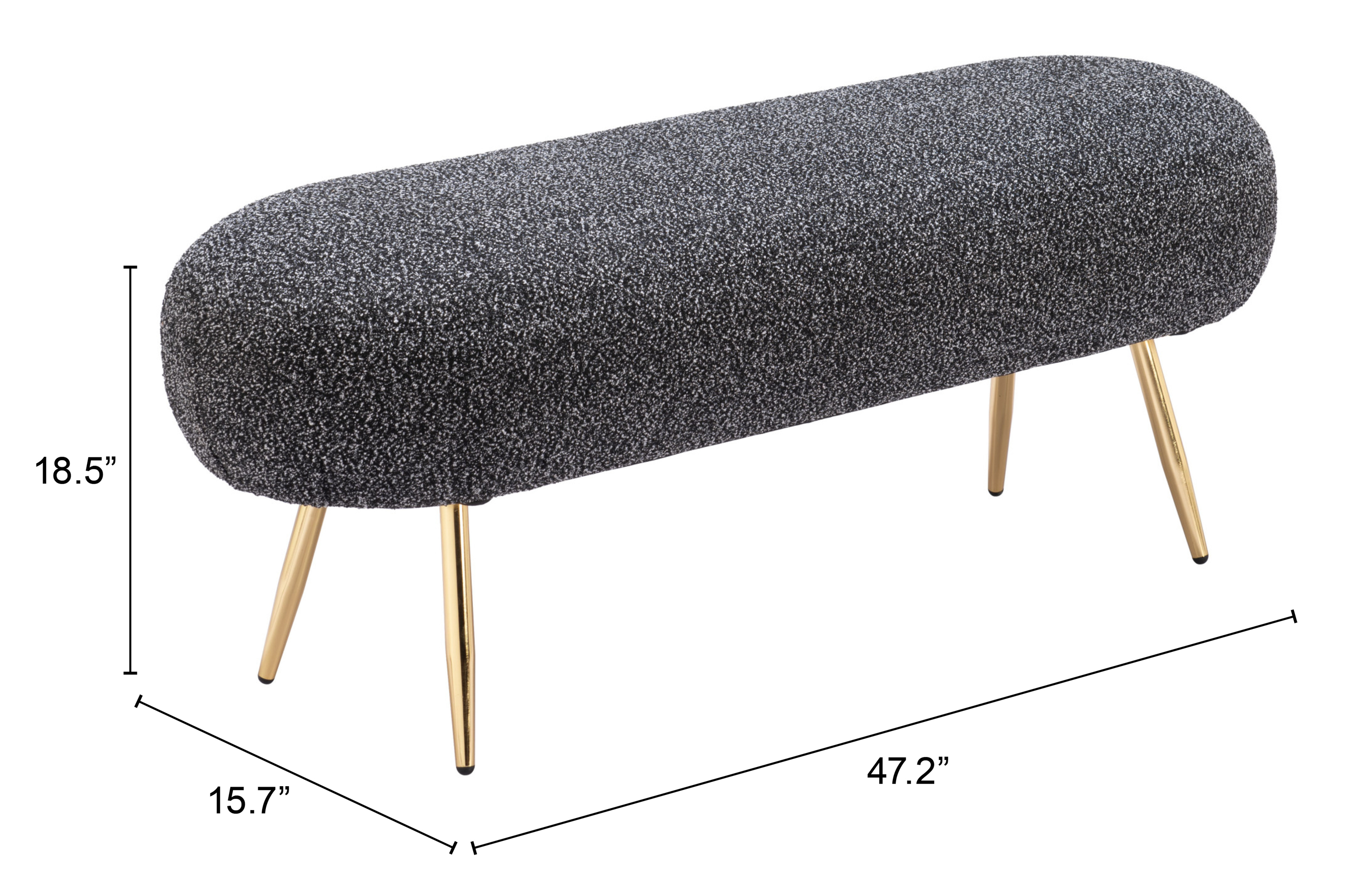 ZUO - Creek Bench in Glitter Black