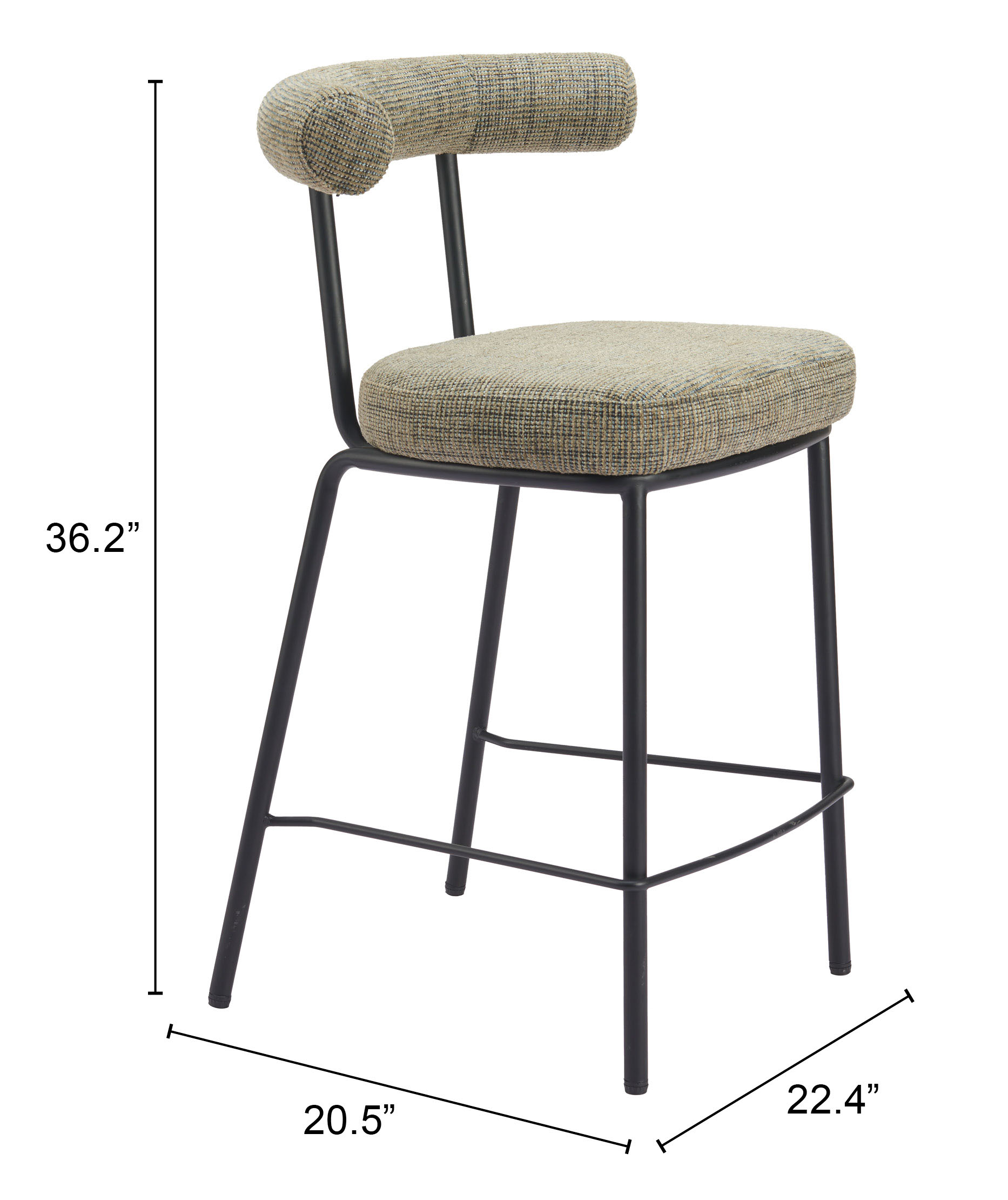 ZUO - Kede Counter Stool in Green Tweed