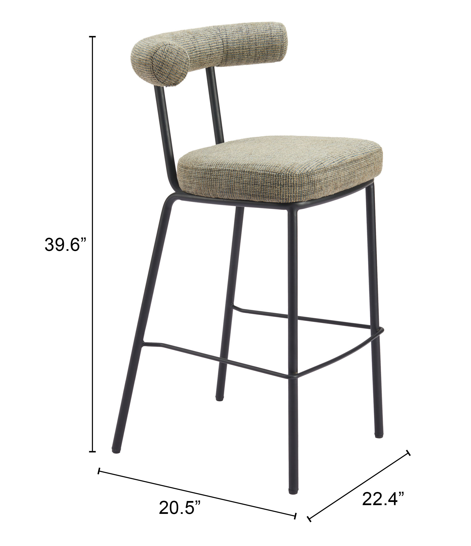 ZUO - Kede Barstool in Green Tweed