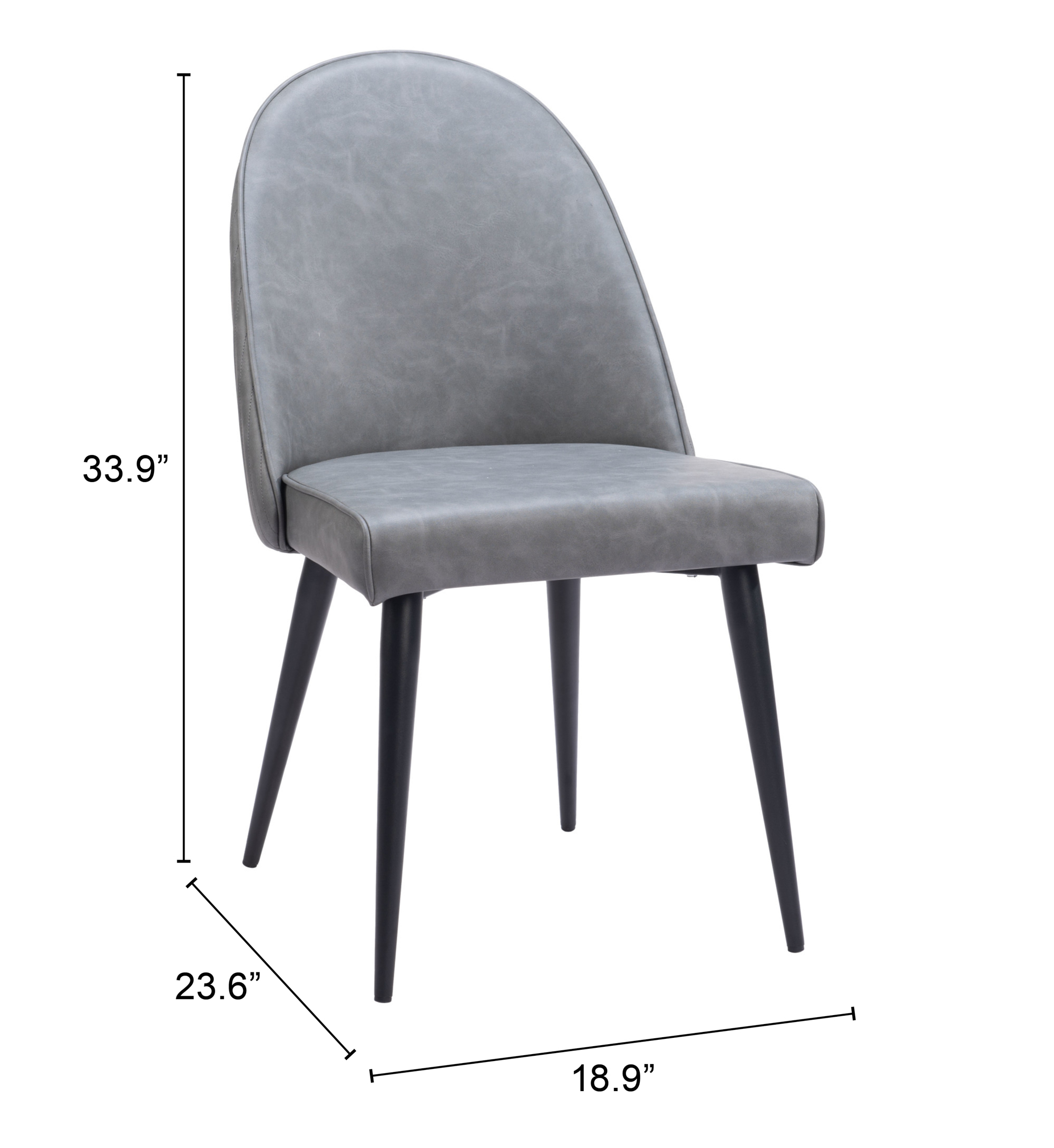 ZUO Silloth Armless Dining Chair (Set of 2) - Gray