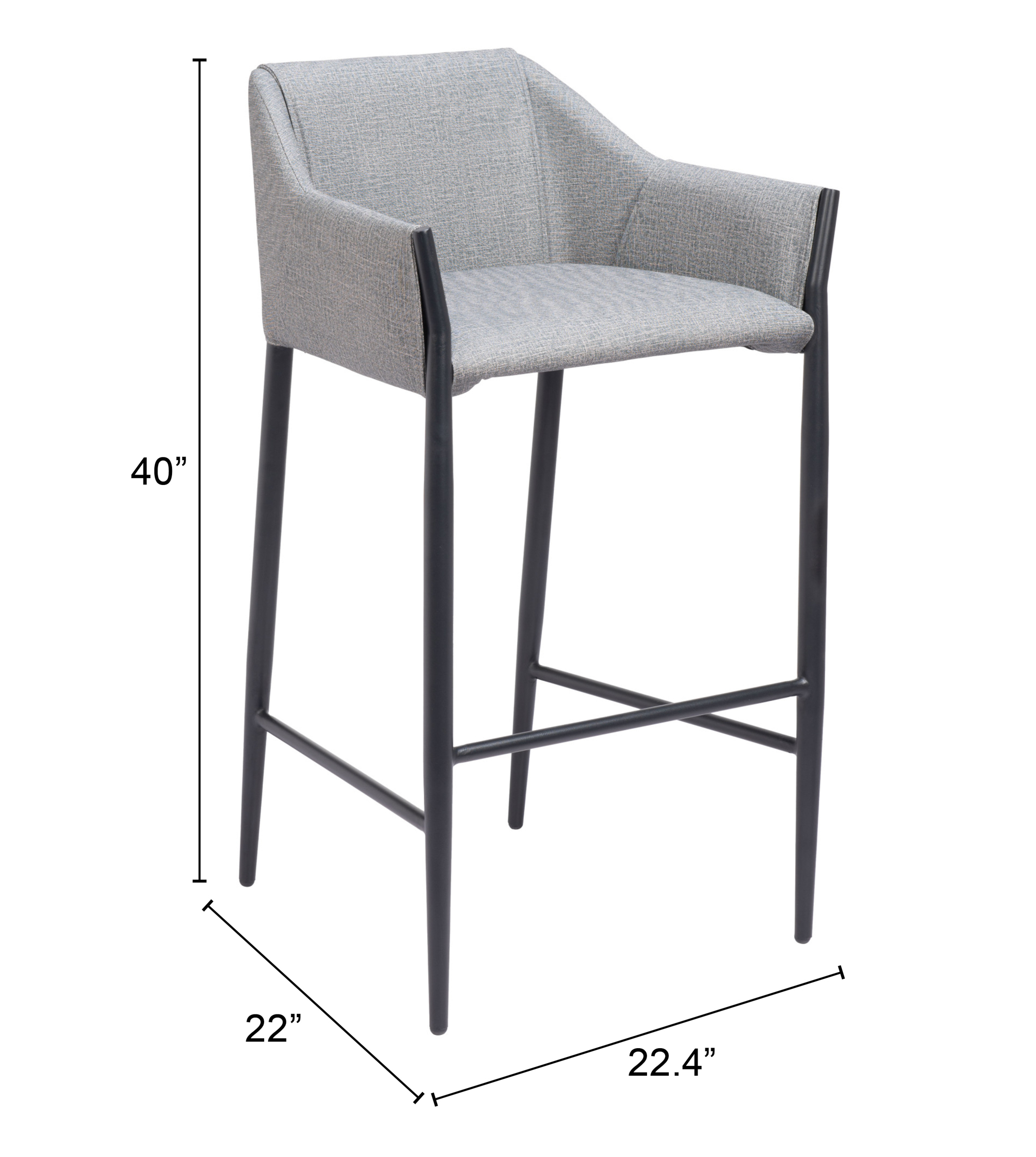 ZUO Andover Barstool - Slate Gray