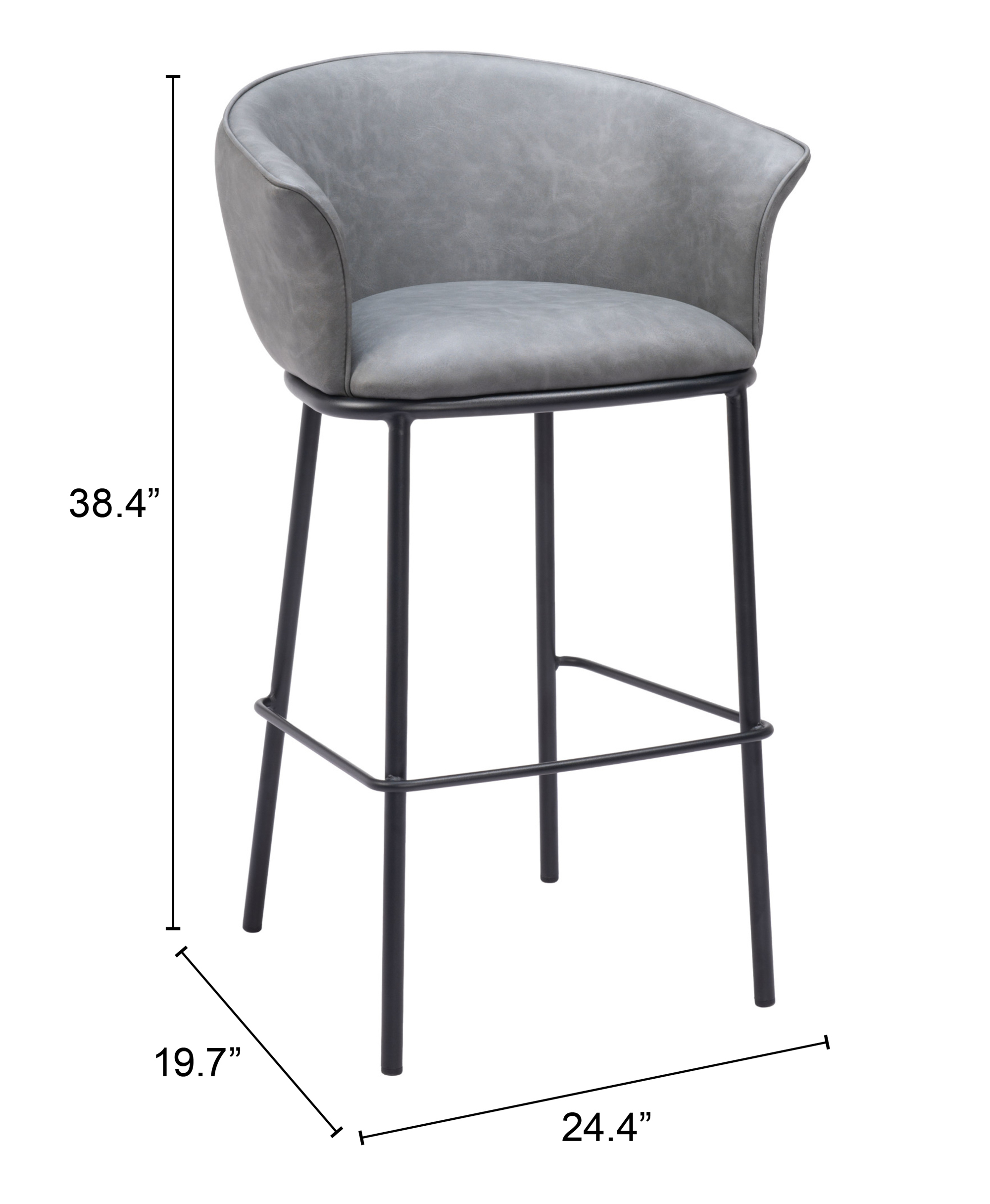 ZUO Garston Barstool - Gray