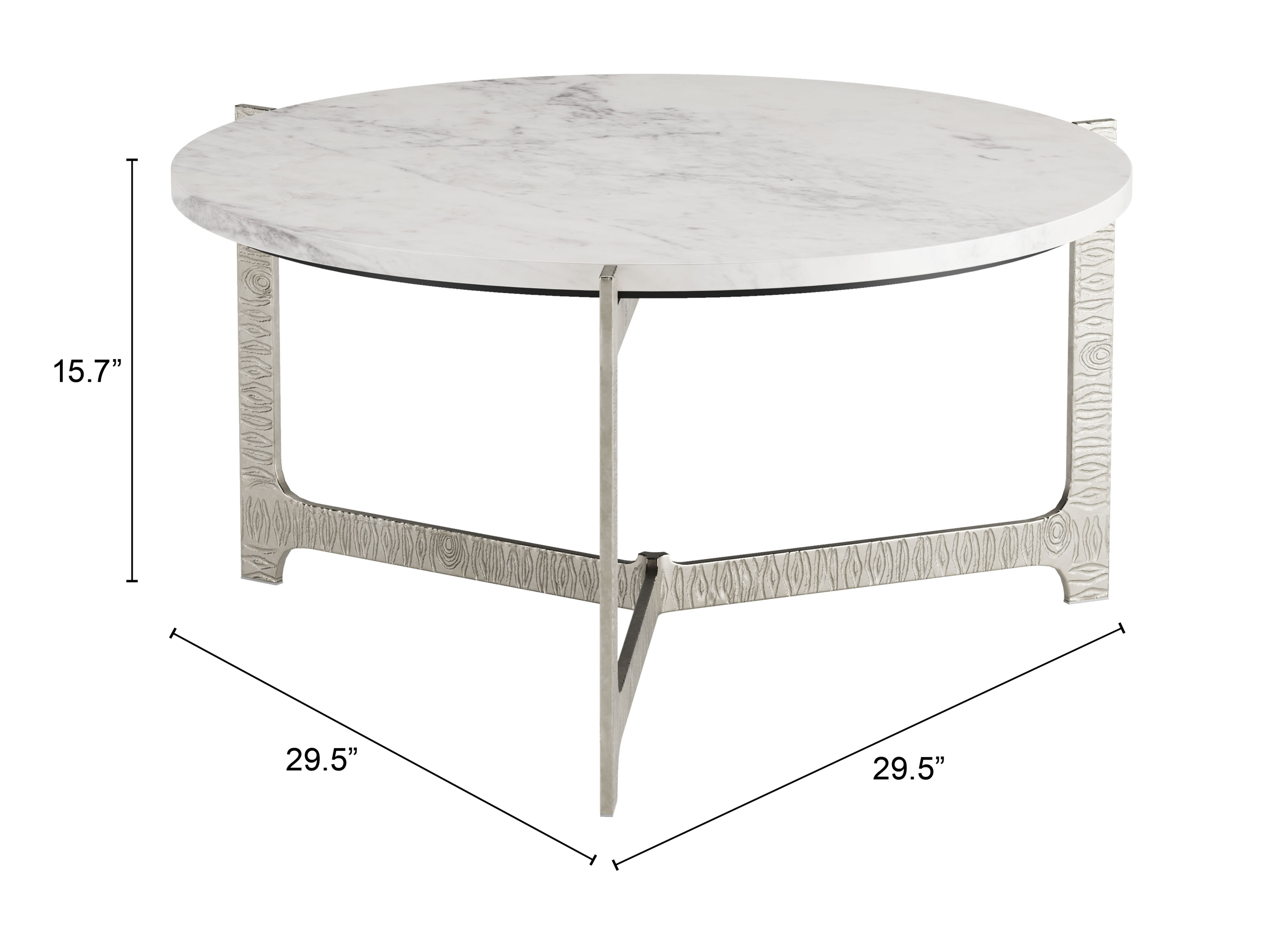 ZUO™ Barmas Coffee Table - White/Silver