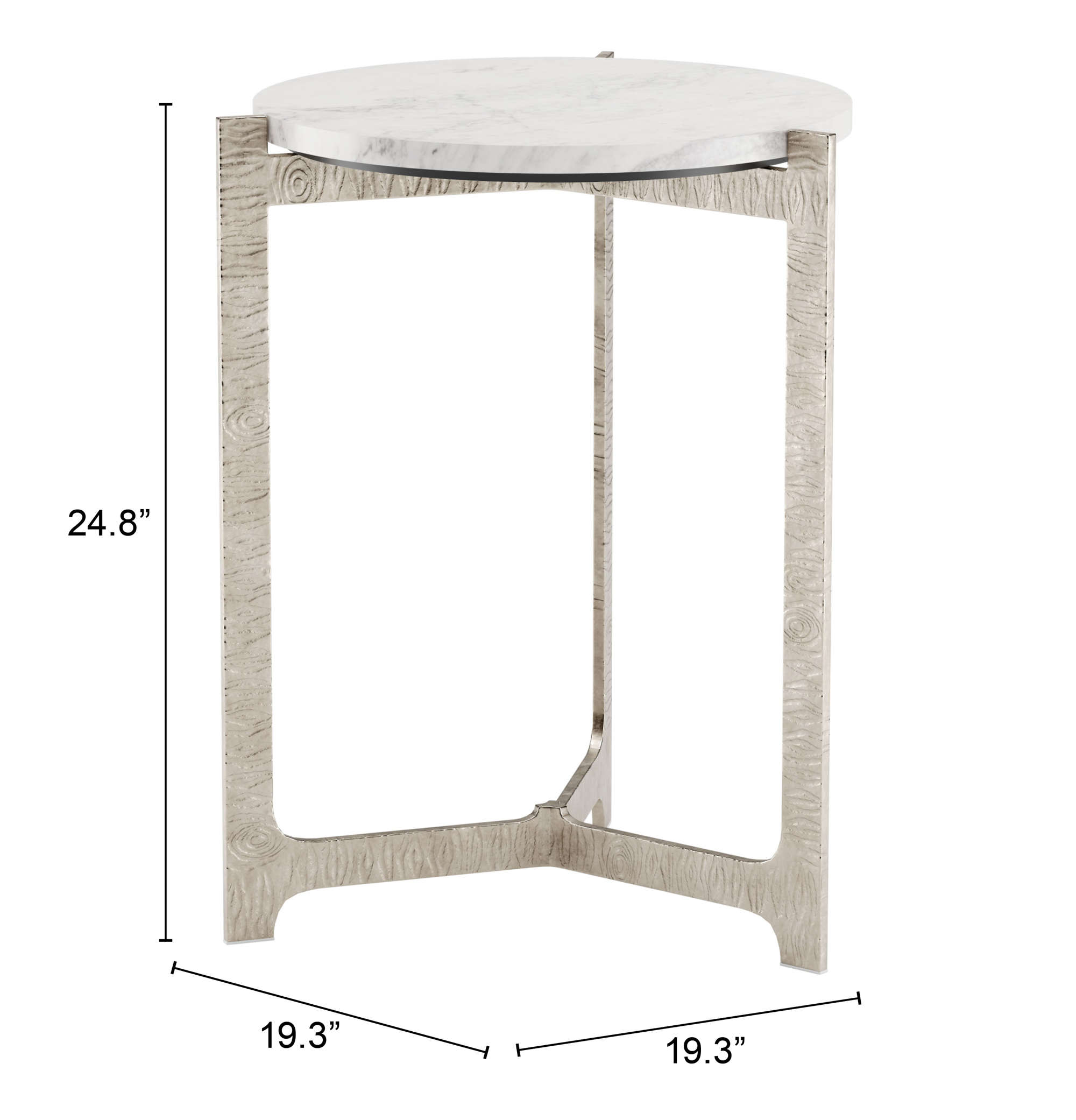 ZUO™ Barmas Side Table - White/Silver