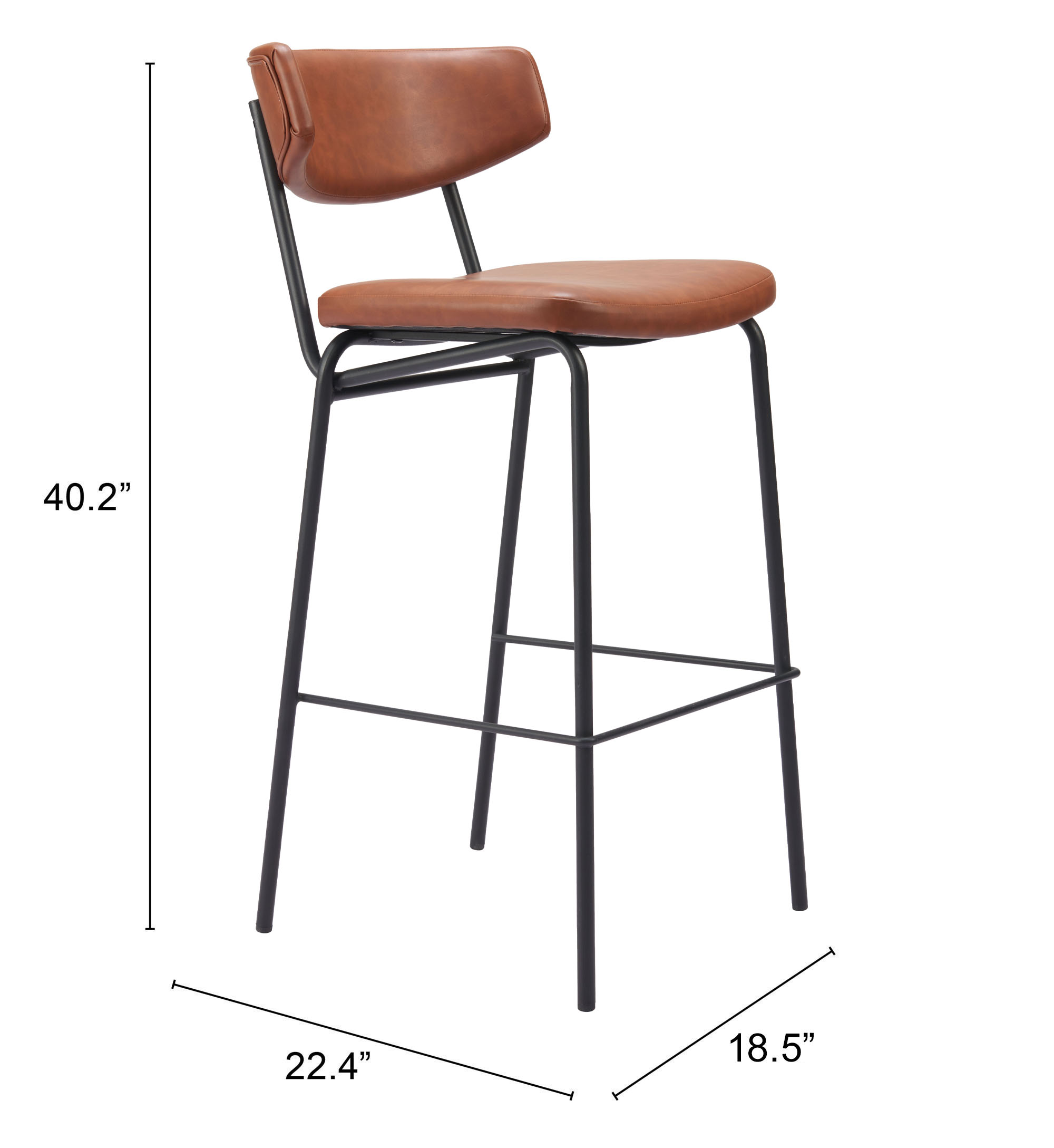 ZUO Charon Barstool (Set of 2) - Vintage Brown