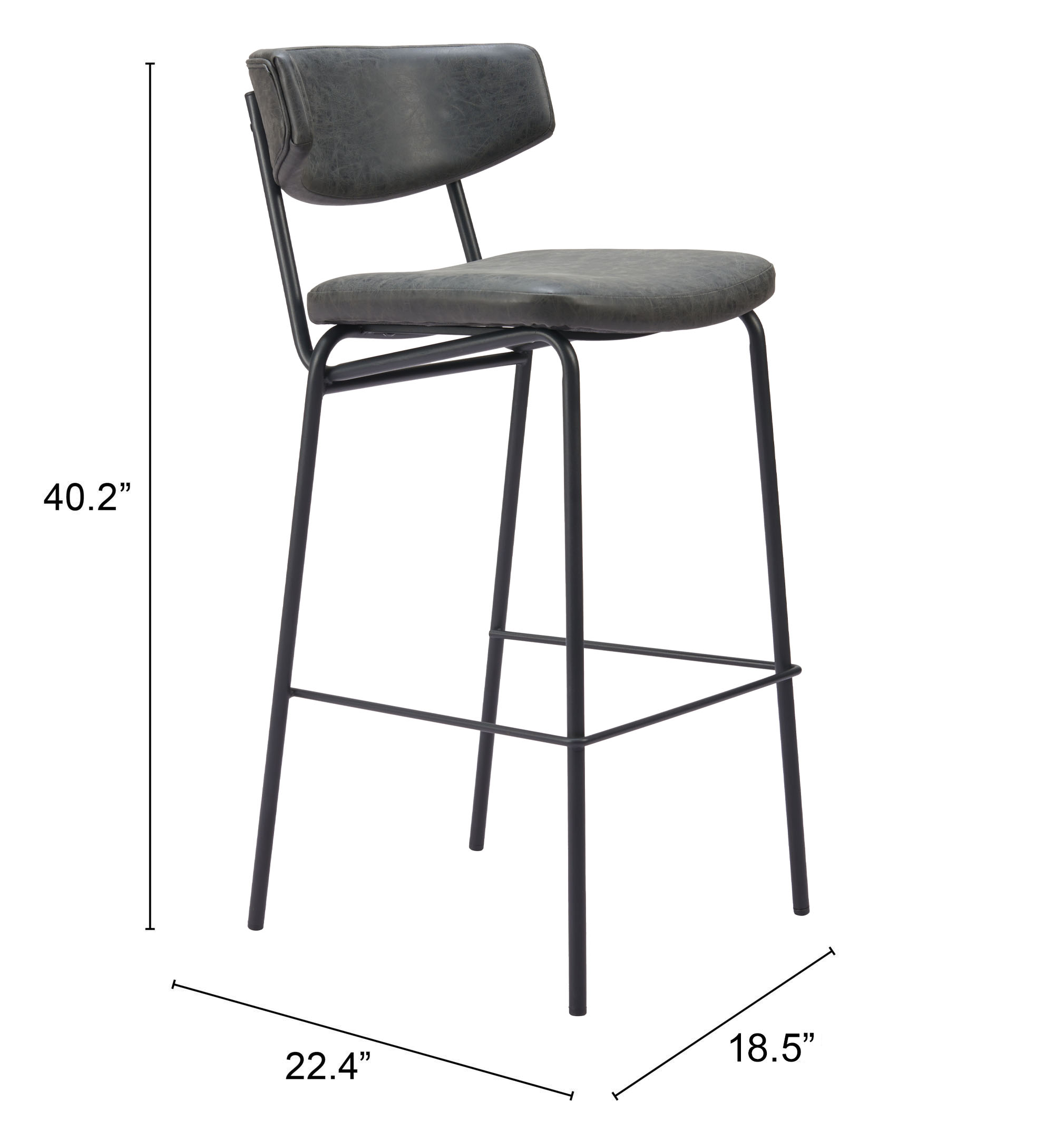 ZUO Charon Barstool (Set of 2) - Vintage Black