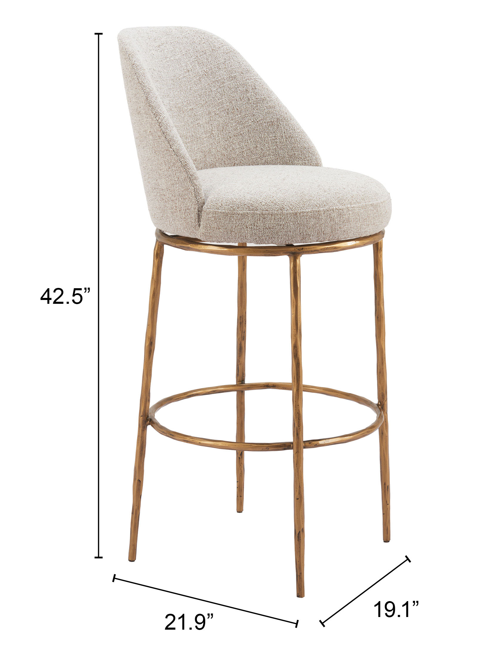 ZUO - Nordhavn Swivel Barstool