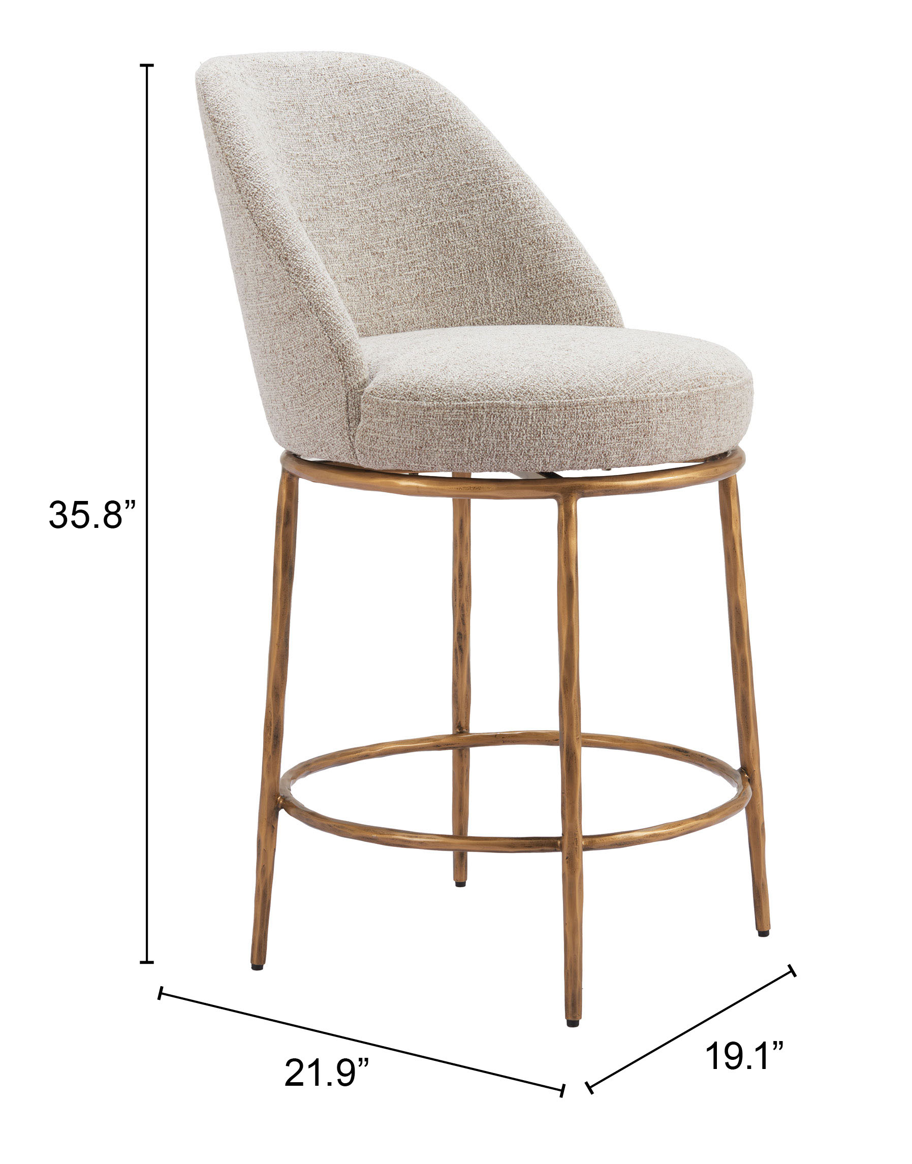 ZUO - Nordhavn Swivel Counter Stool