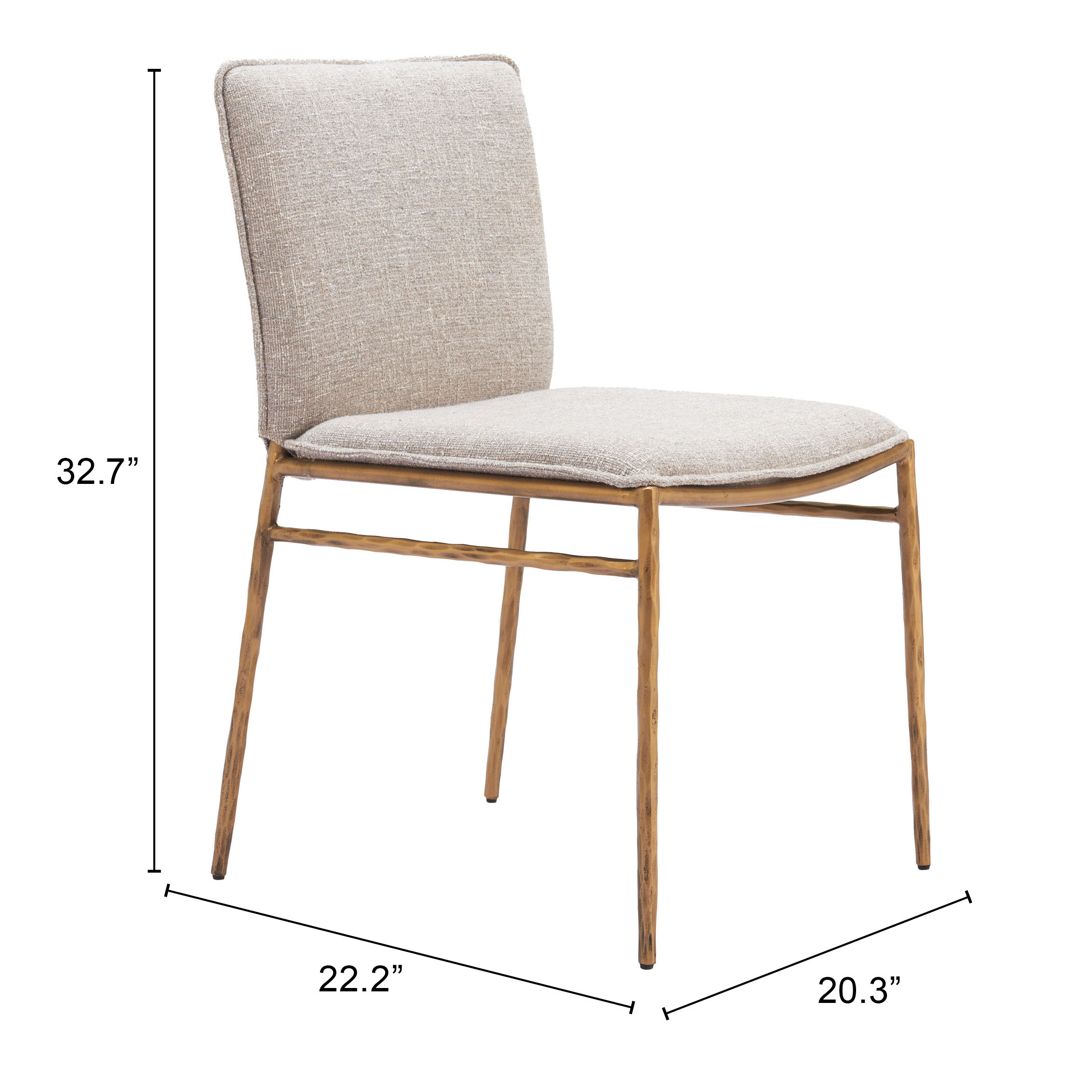 ZUO - Nordvest Dining Chair in Beige/Gold