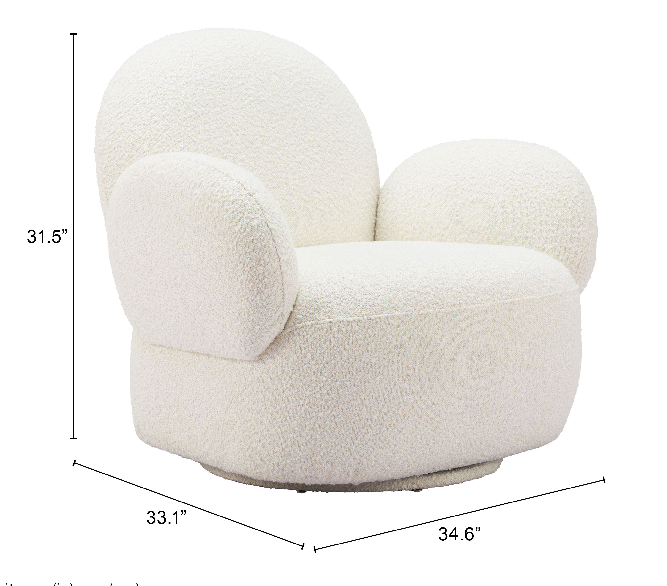 ZUO - Pilka Swivel Chair in White