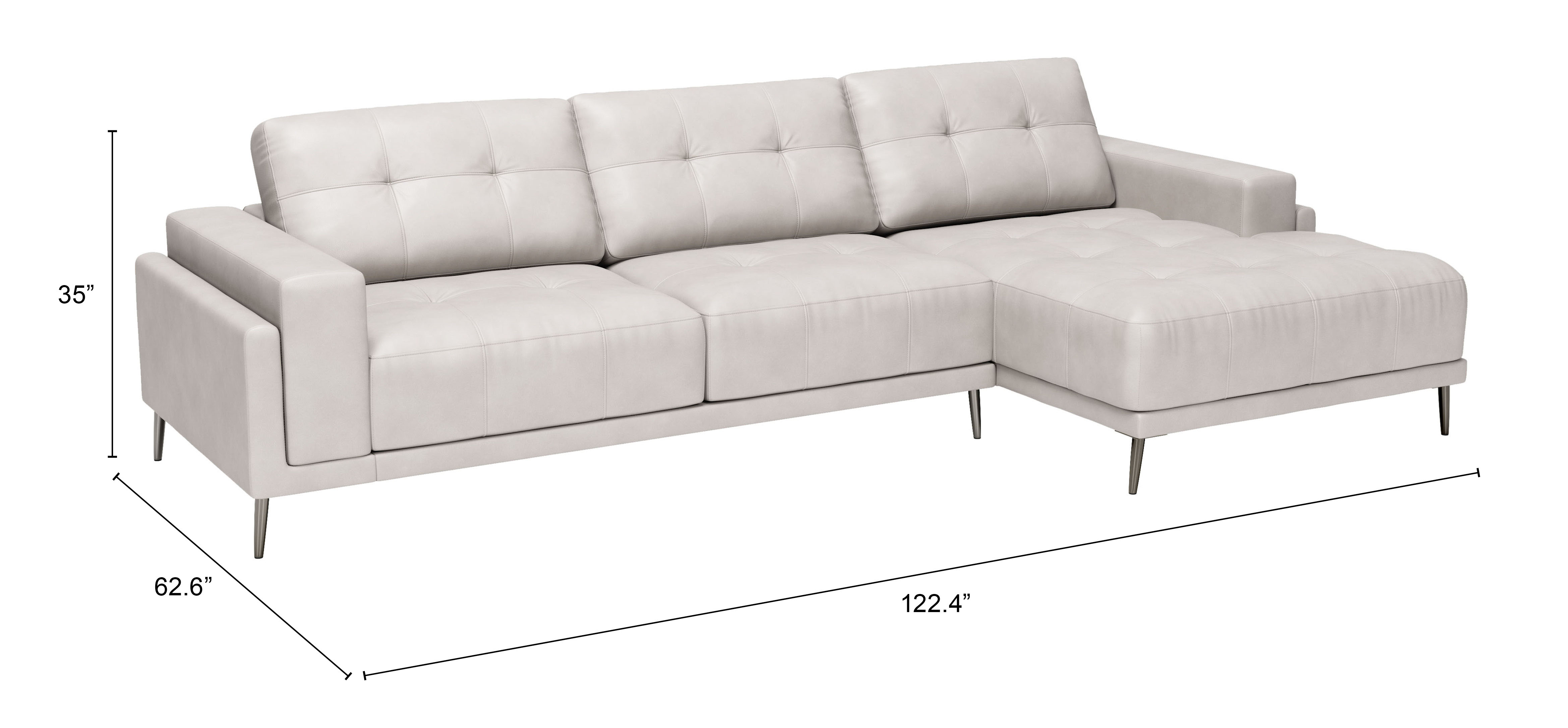 ZUO Bliss Right Facing Chaise Sectional - Beige