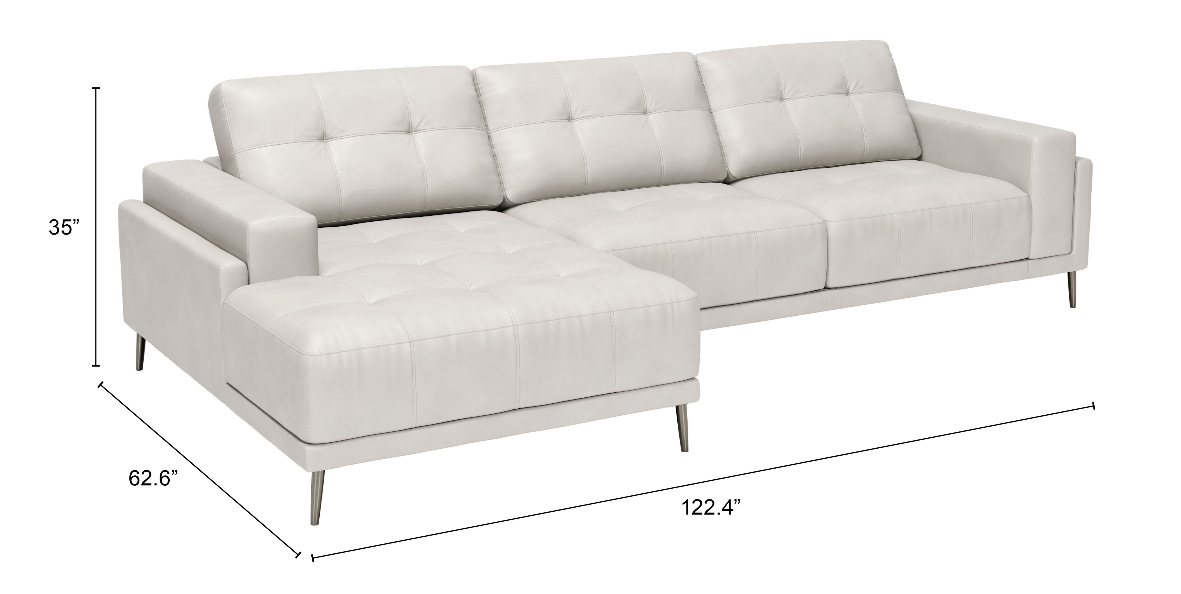 ZUO Bliss Left Facing Chaise Sectional - Beige