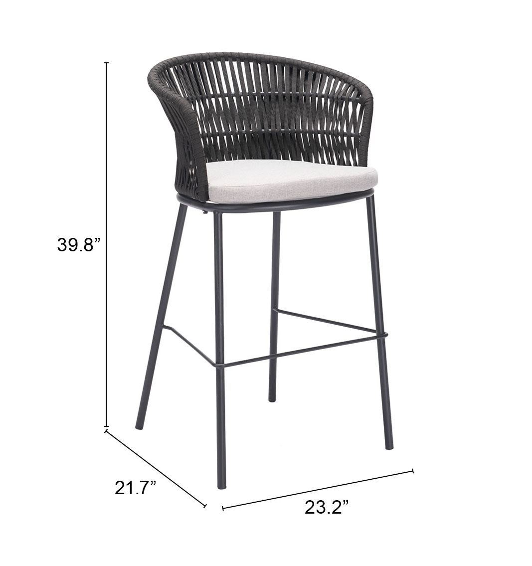 ZUO Freycinet Barstool - Black