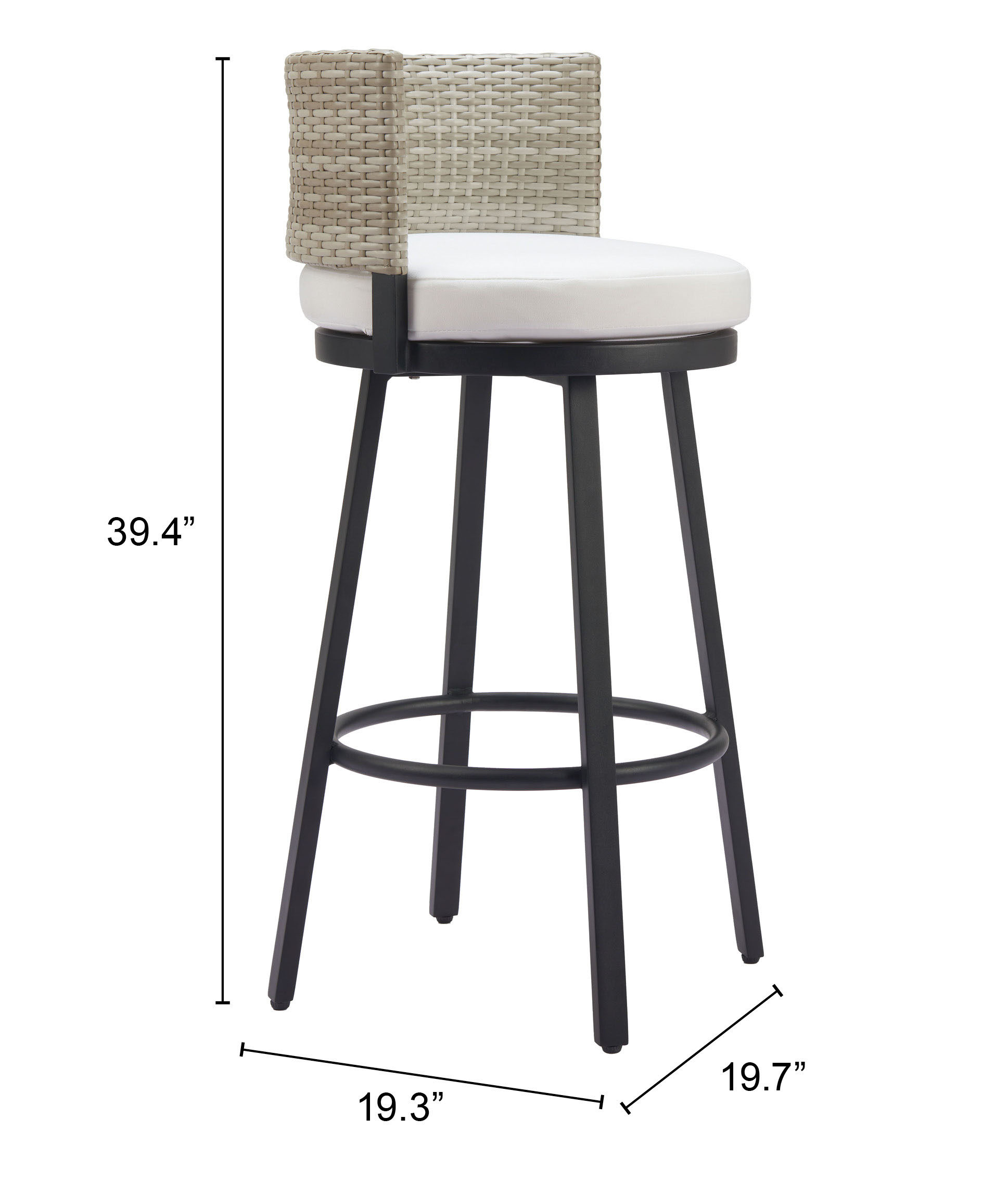 ZUO - Midnight Wave Barstool in White