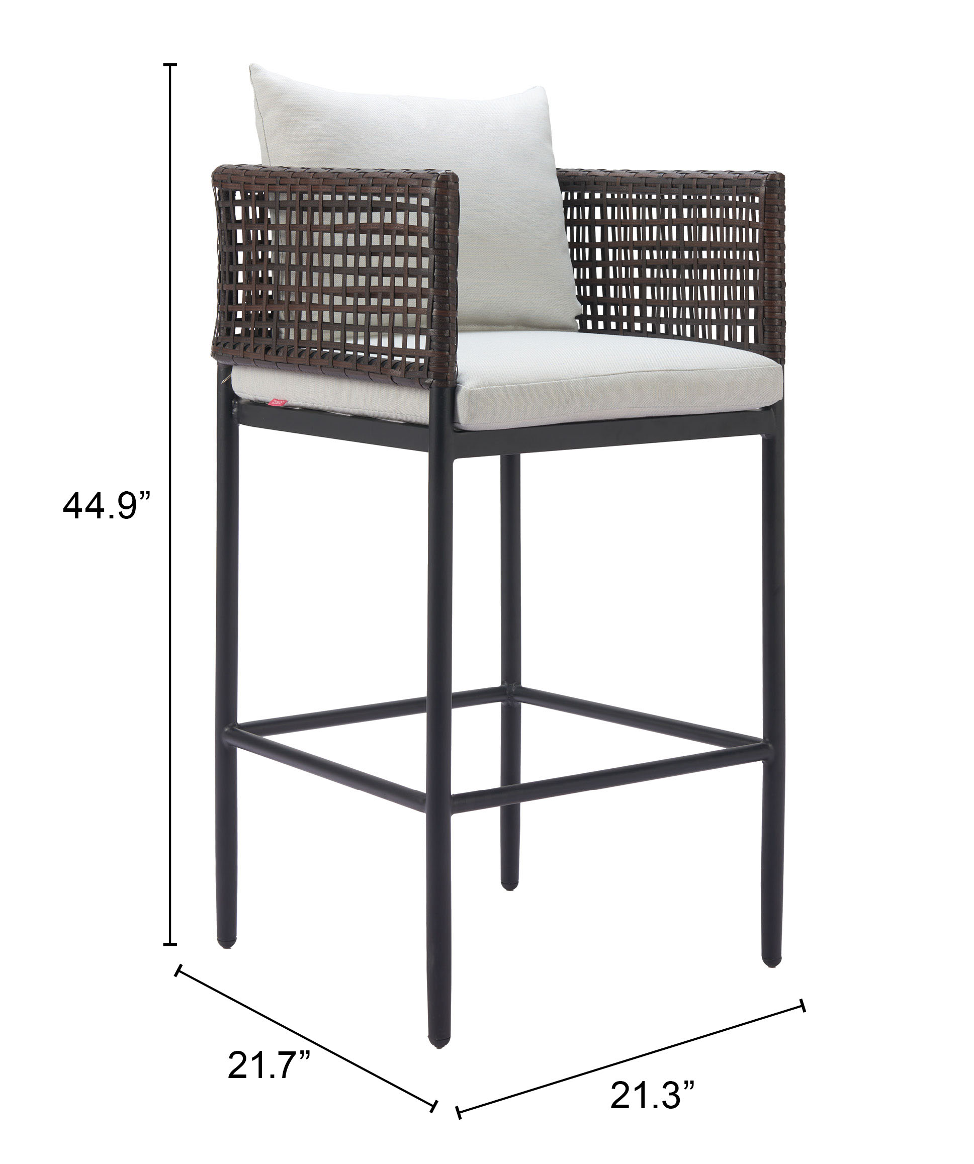 ZUO - Palm Paradise Barstool in Gray