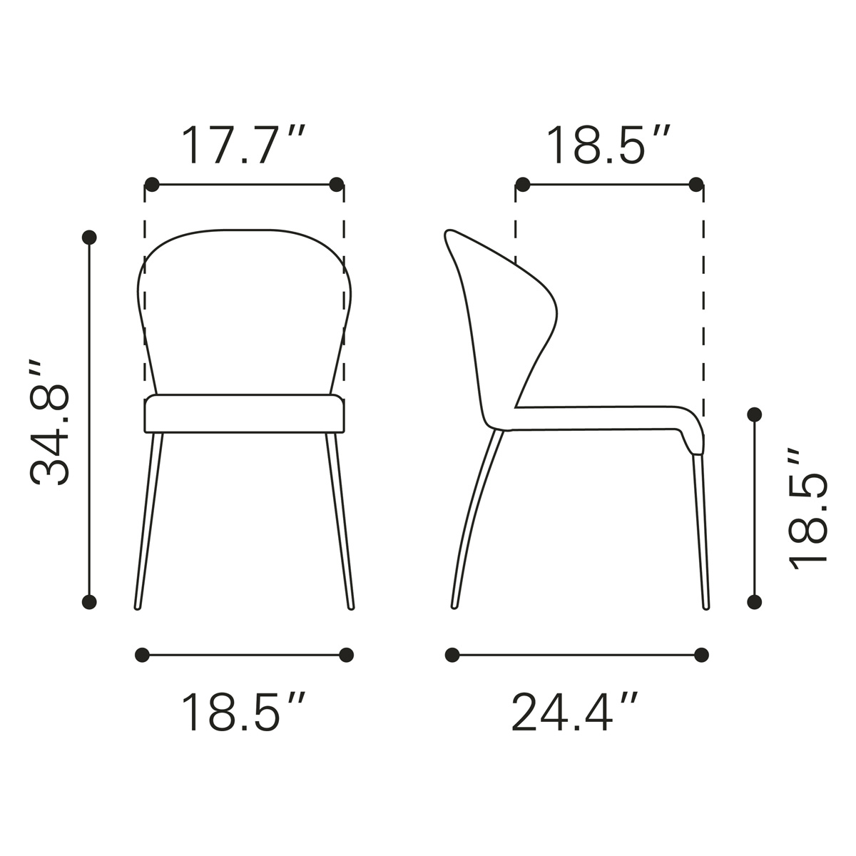 ZUO Oulu Dining Chair (Set Of 4) - Graphite/Silver