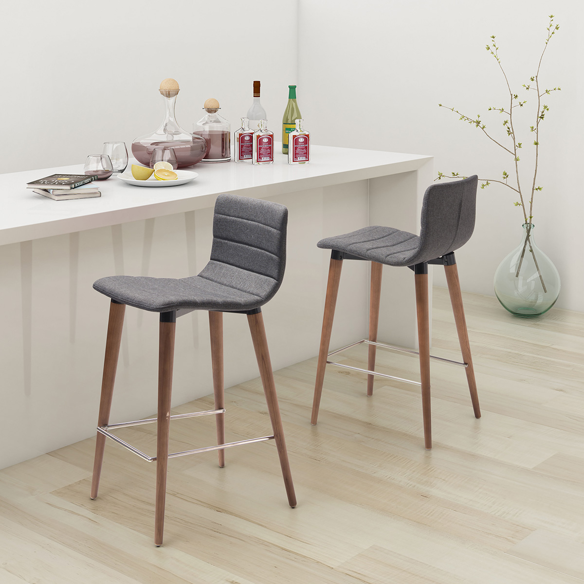 ZUO Jericho Counter Chair (Set Of 2) - Gray/Brown