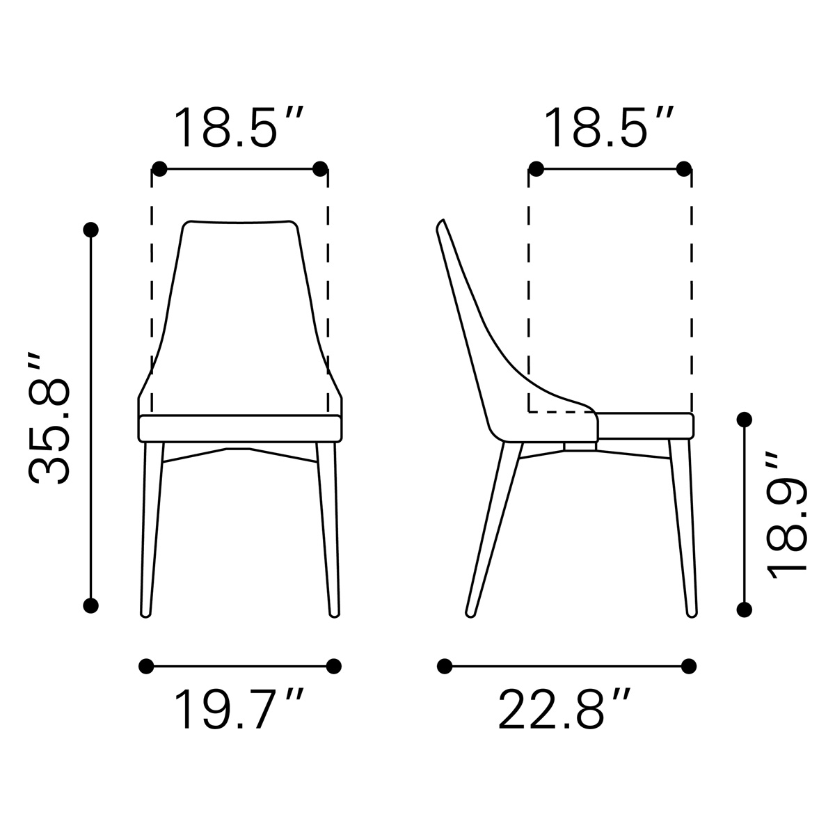 ZUO Moor Dining Chair (Set Of 2) - Dark Gray/Brown