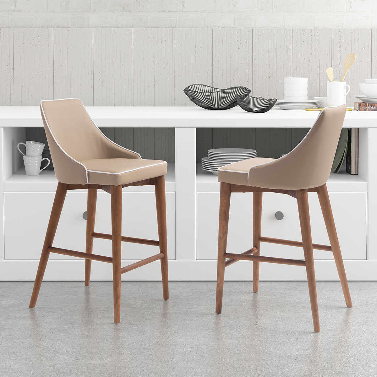 ZUO Moor Counter Chair - Beige/Brown