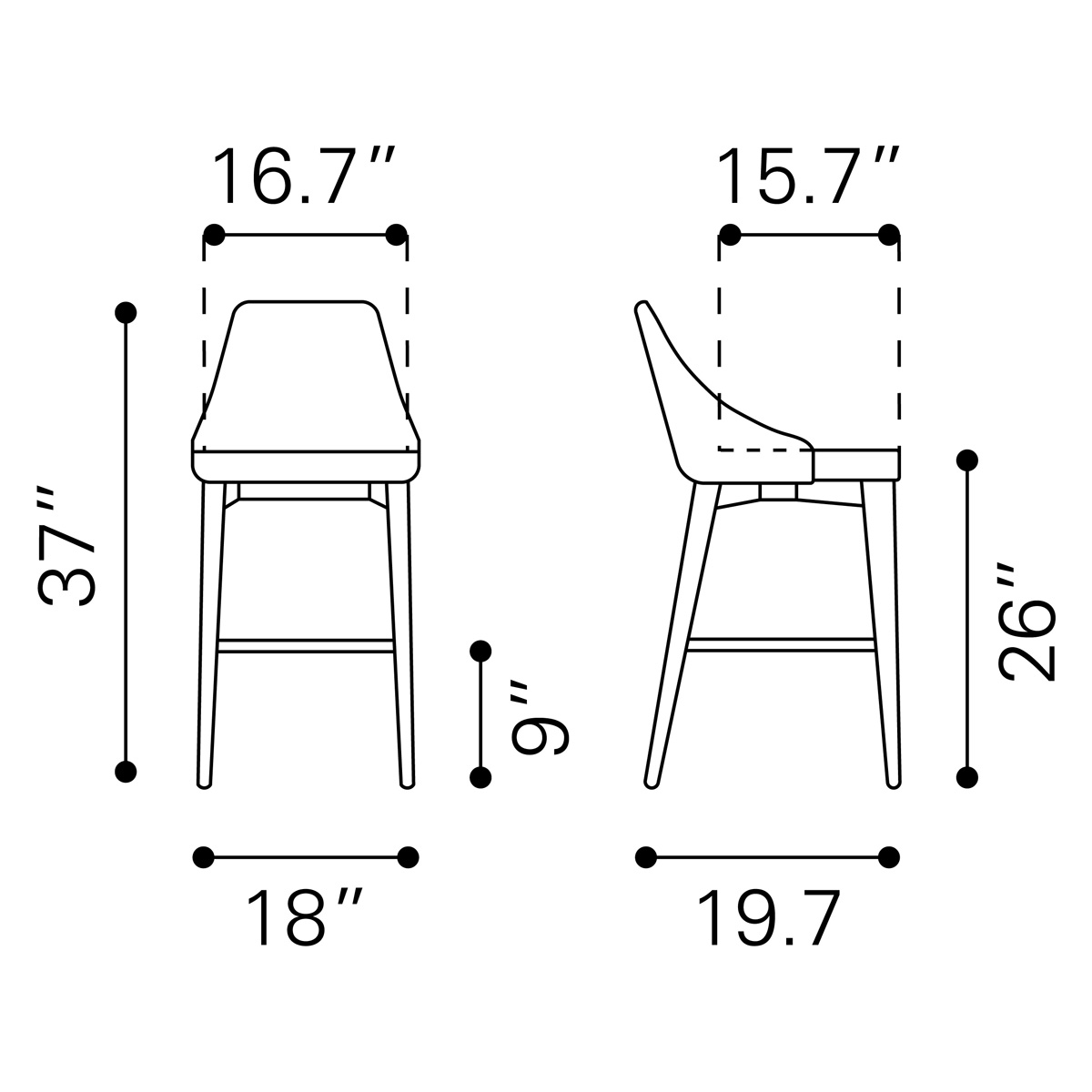 ZUO Moor Counter Chair - Beige/Brown