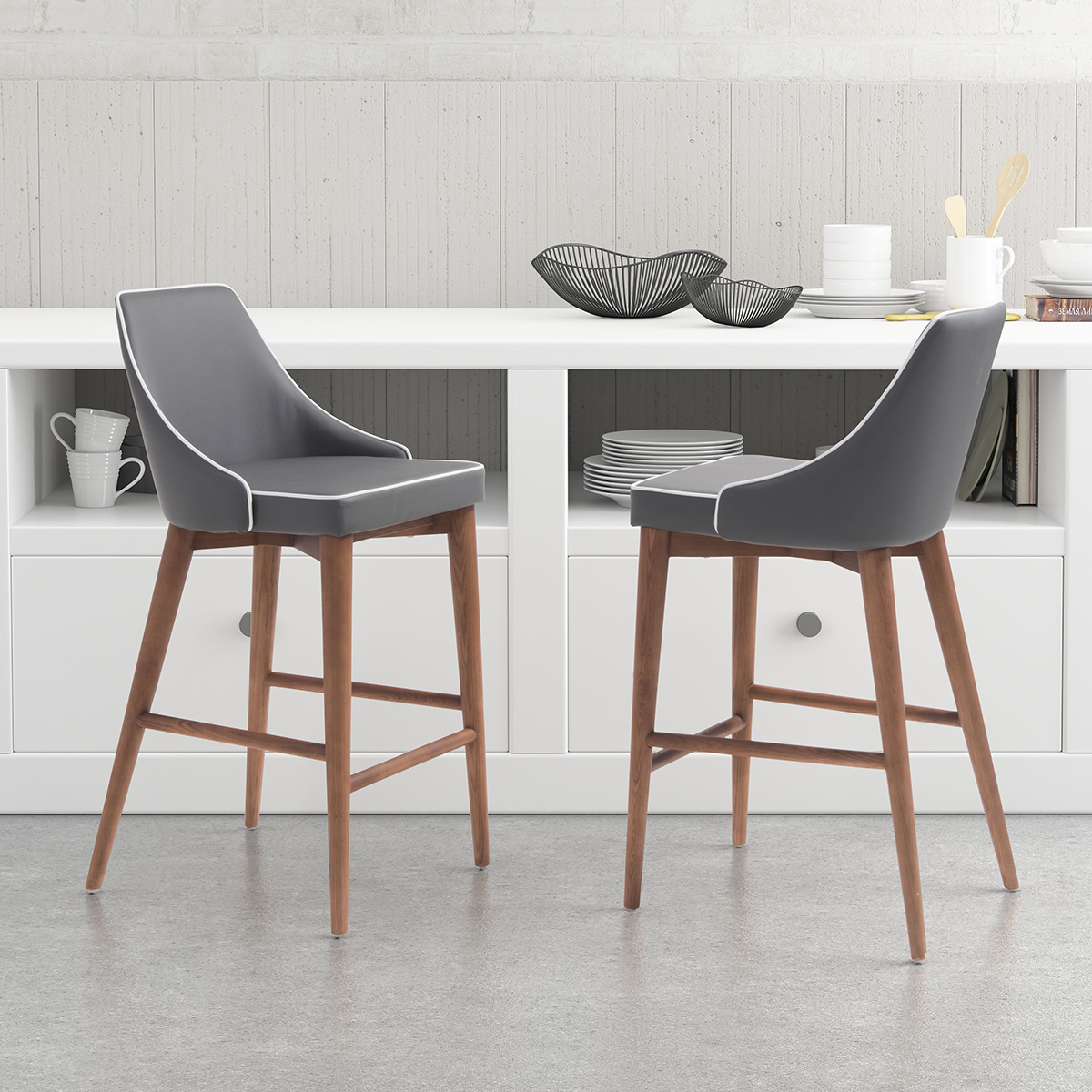 ZUO Moor Counter Chair - Dark Gray/Brown