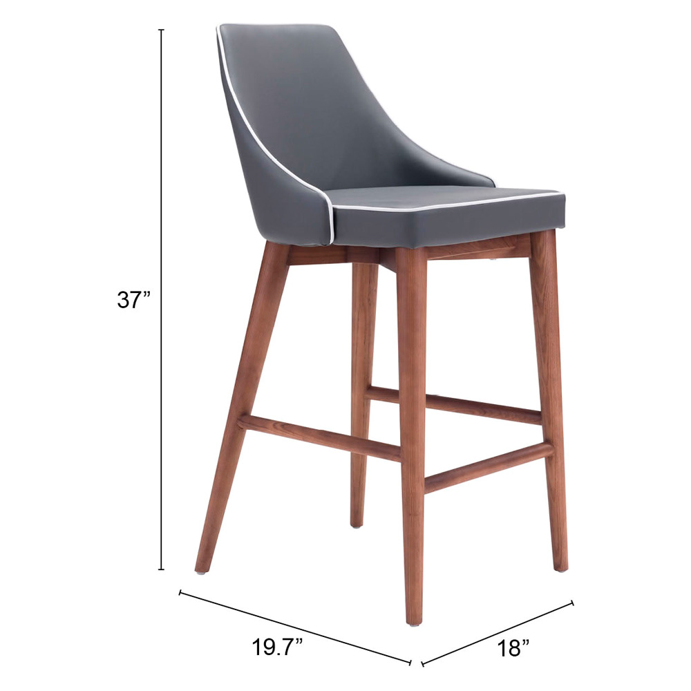 ZUO Moor Counter Chair - Dark Gray/Brown