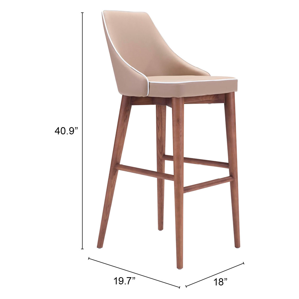 ZUO Moor Bar Chair - Beige/Brown