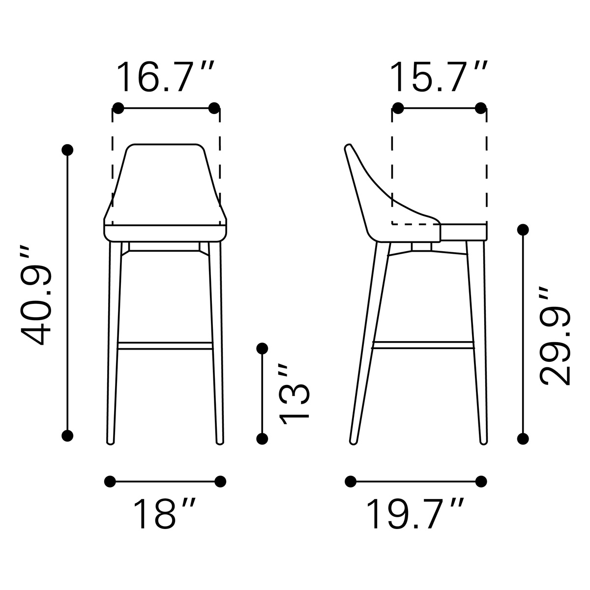 ZUO Moor Bar Chair - Beige/Brown