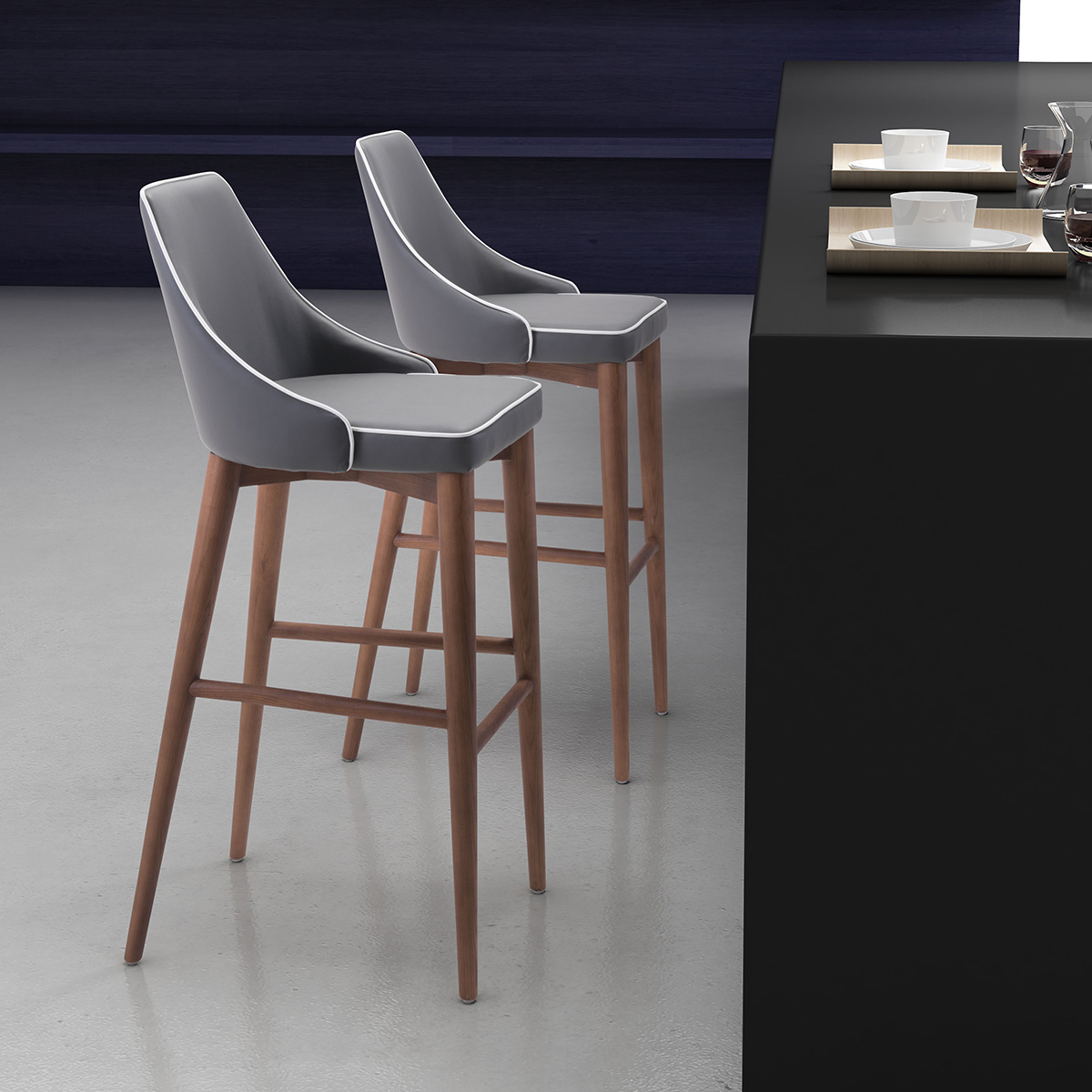 ZUO Moor Bar Chair - Dark Gray/Brown