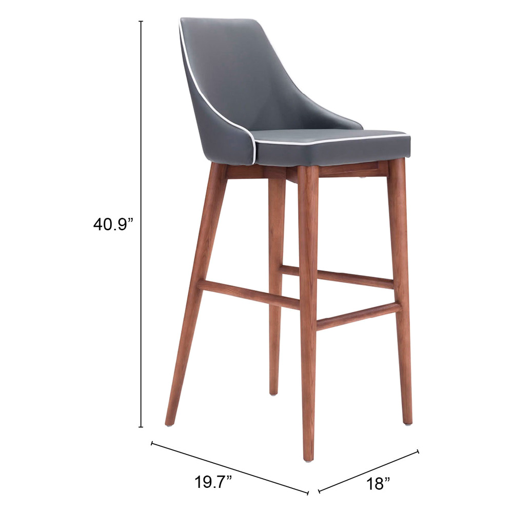 ZUO Moor Bar Chair - Dark Gray/Brown