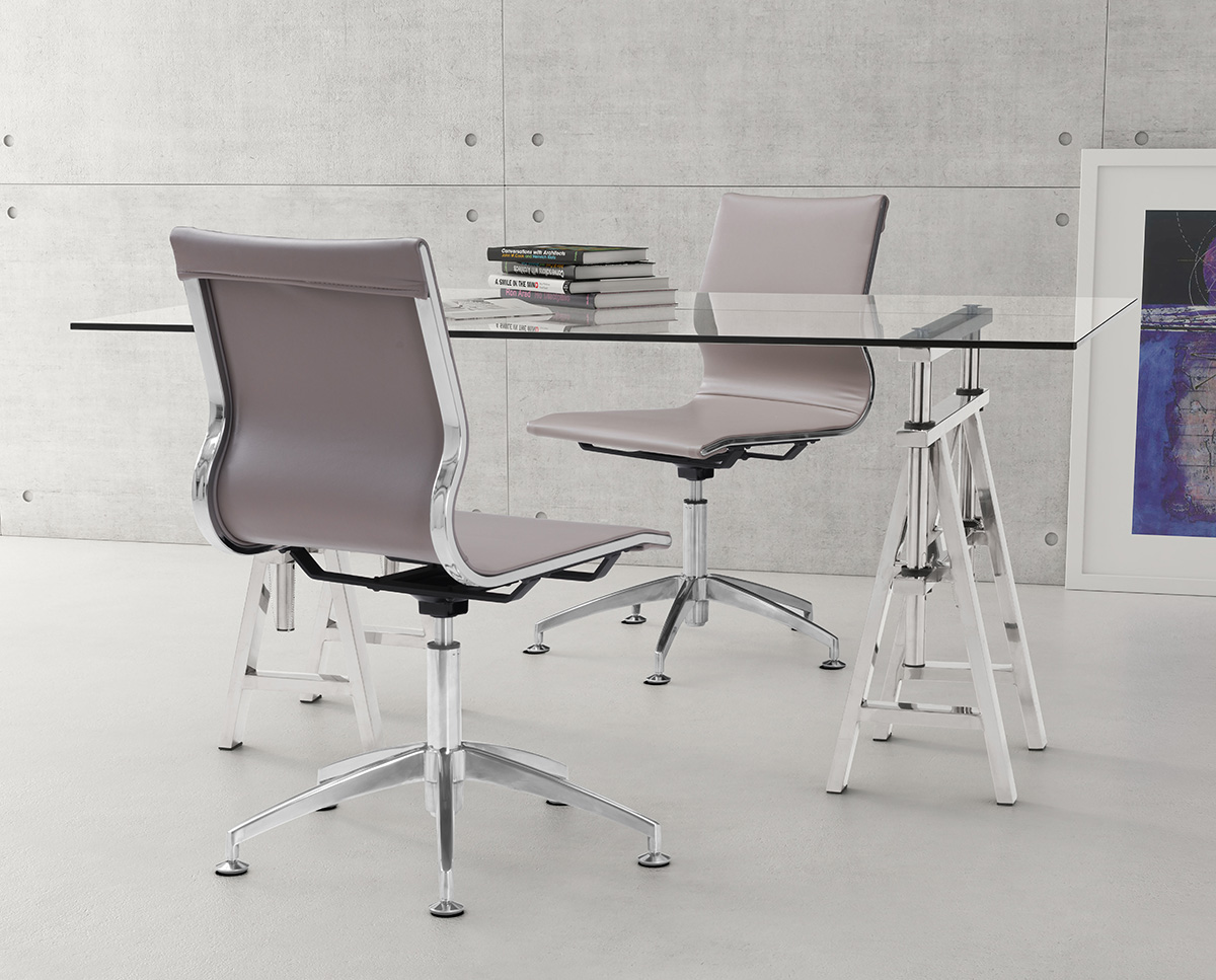 ZUO Glider Conference Chair - Taupe/Silver