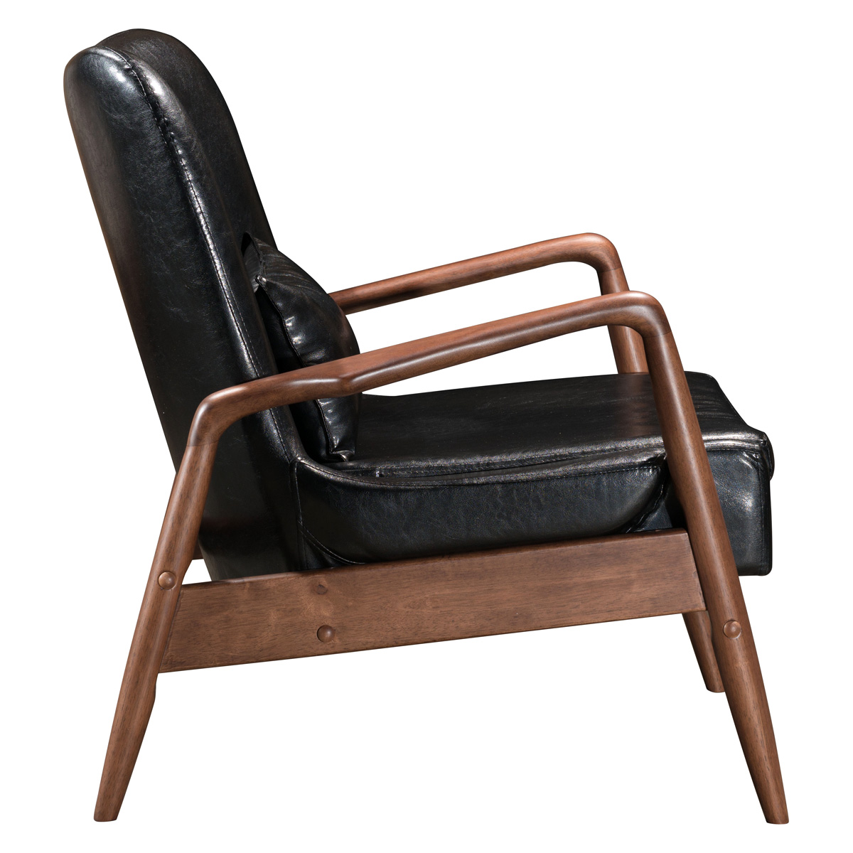 ZUO Bully Lounge Chair & Ottoman - Black/Walnut