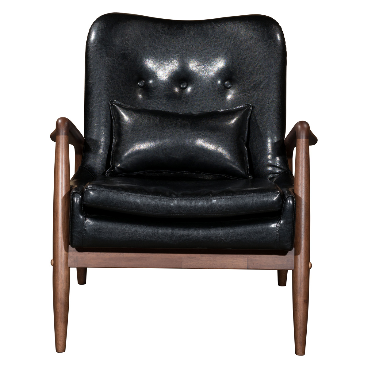 ZUO Bully Lounge Chair & Ottoman - Black/Walnut