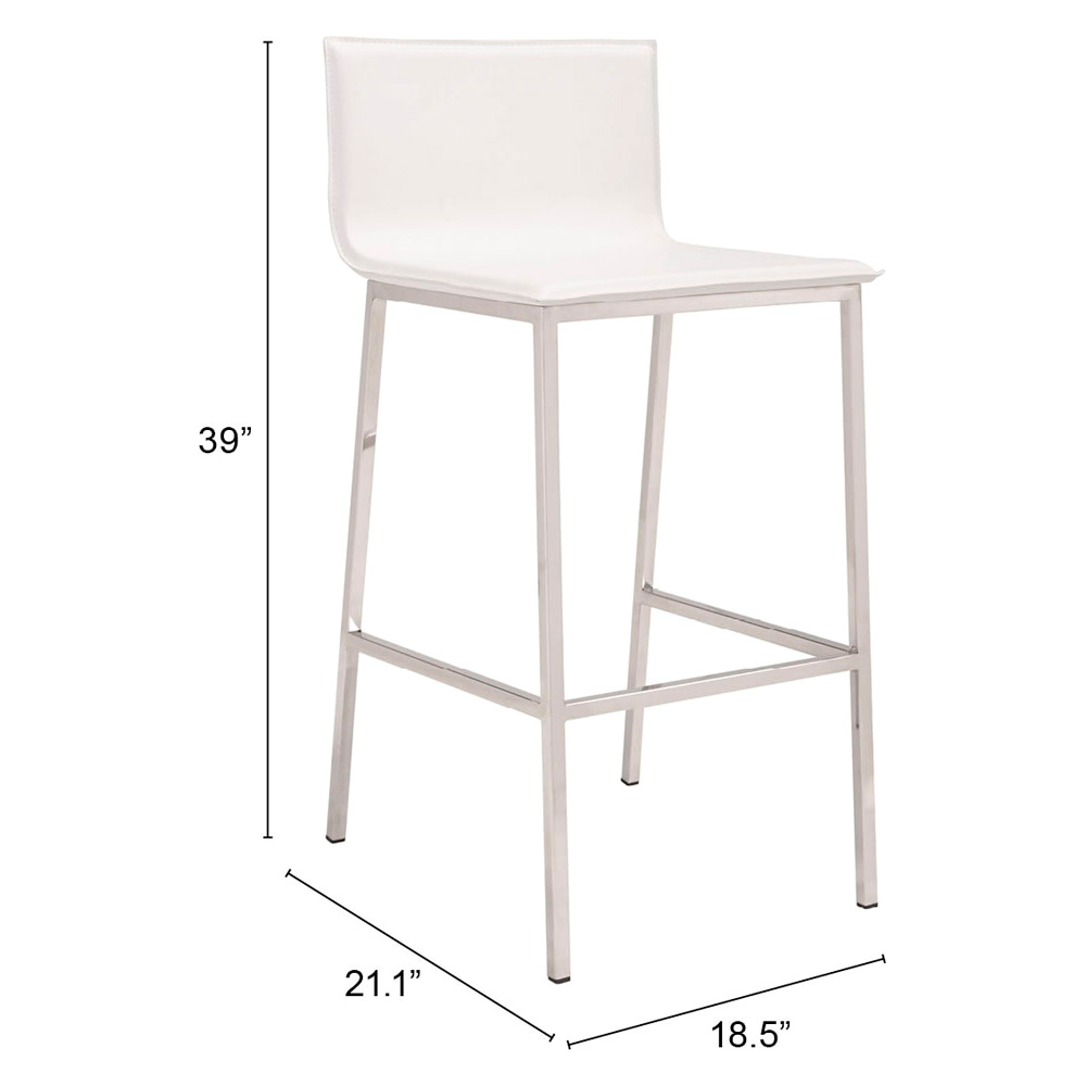 ZUO Marina Barstool (Set Of 2) - White/Silver