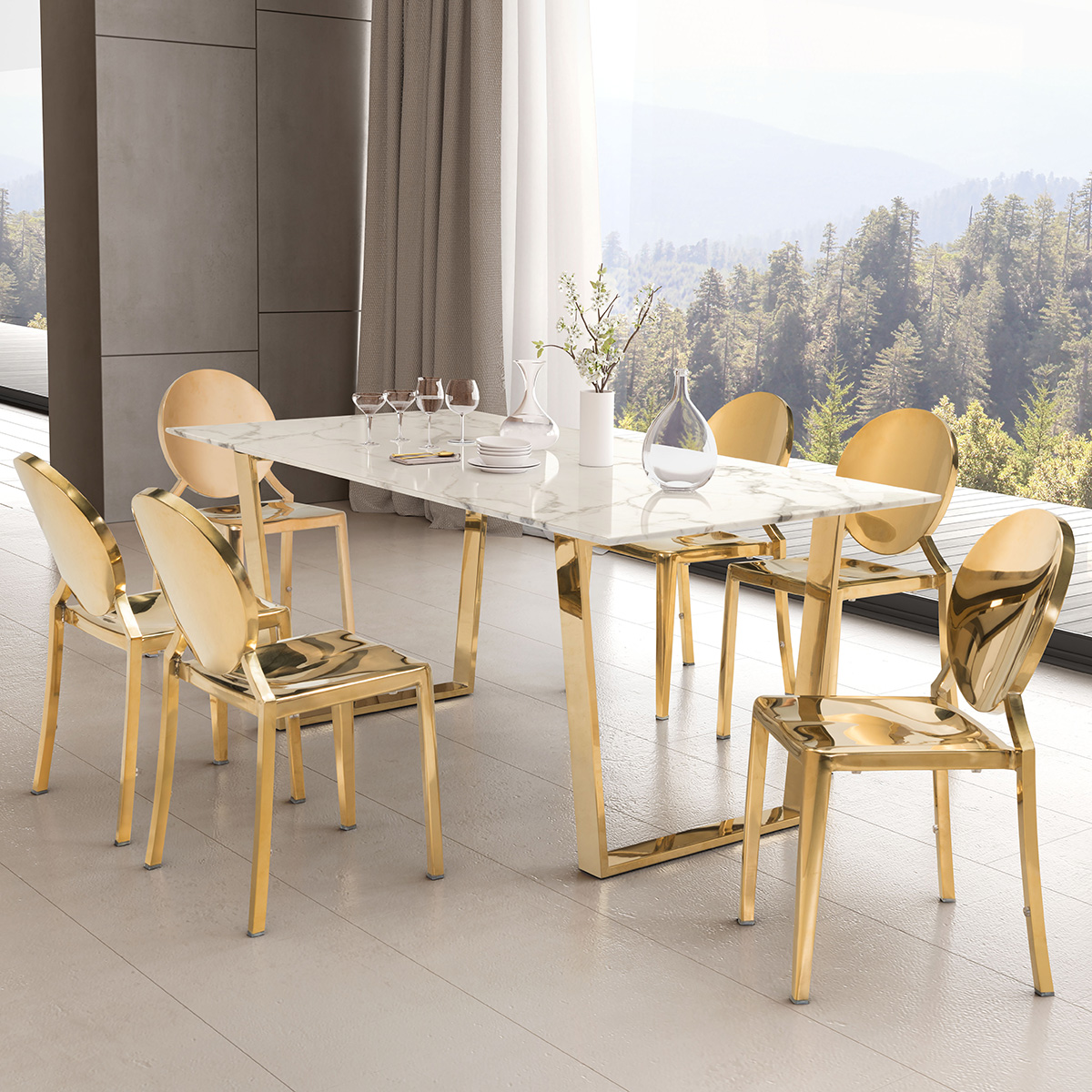 ZUO Atlas Dining Table - White/Gold