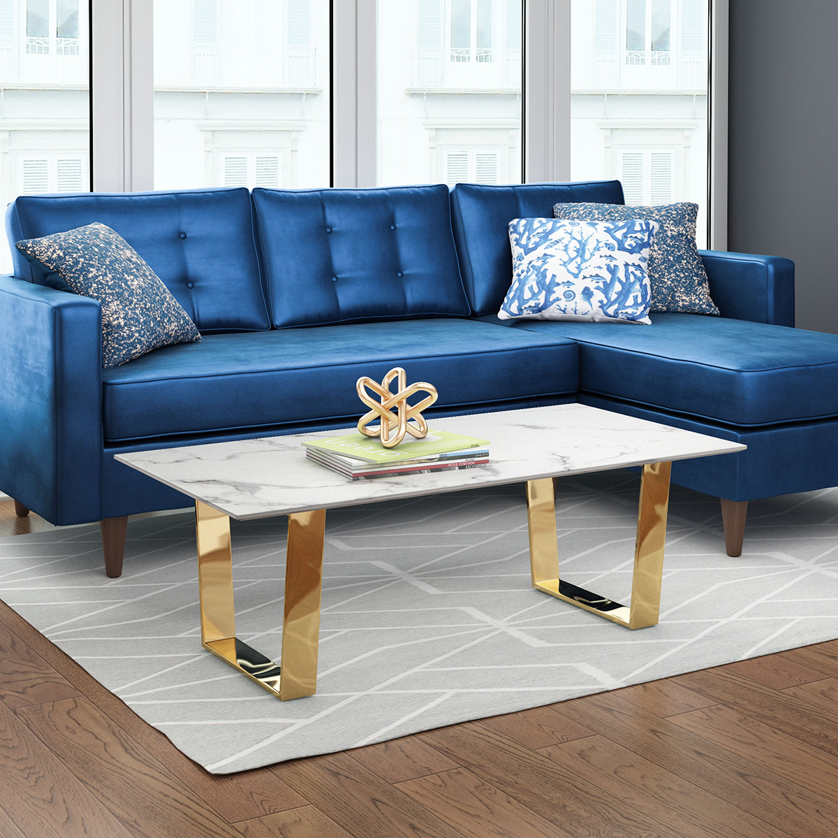 ZUO Atlas Coffee Table - White/Gold