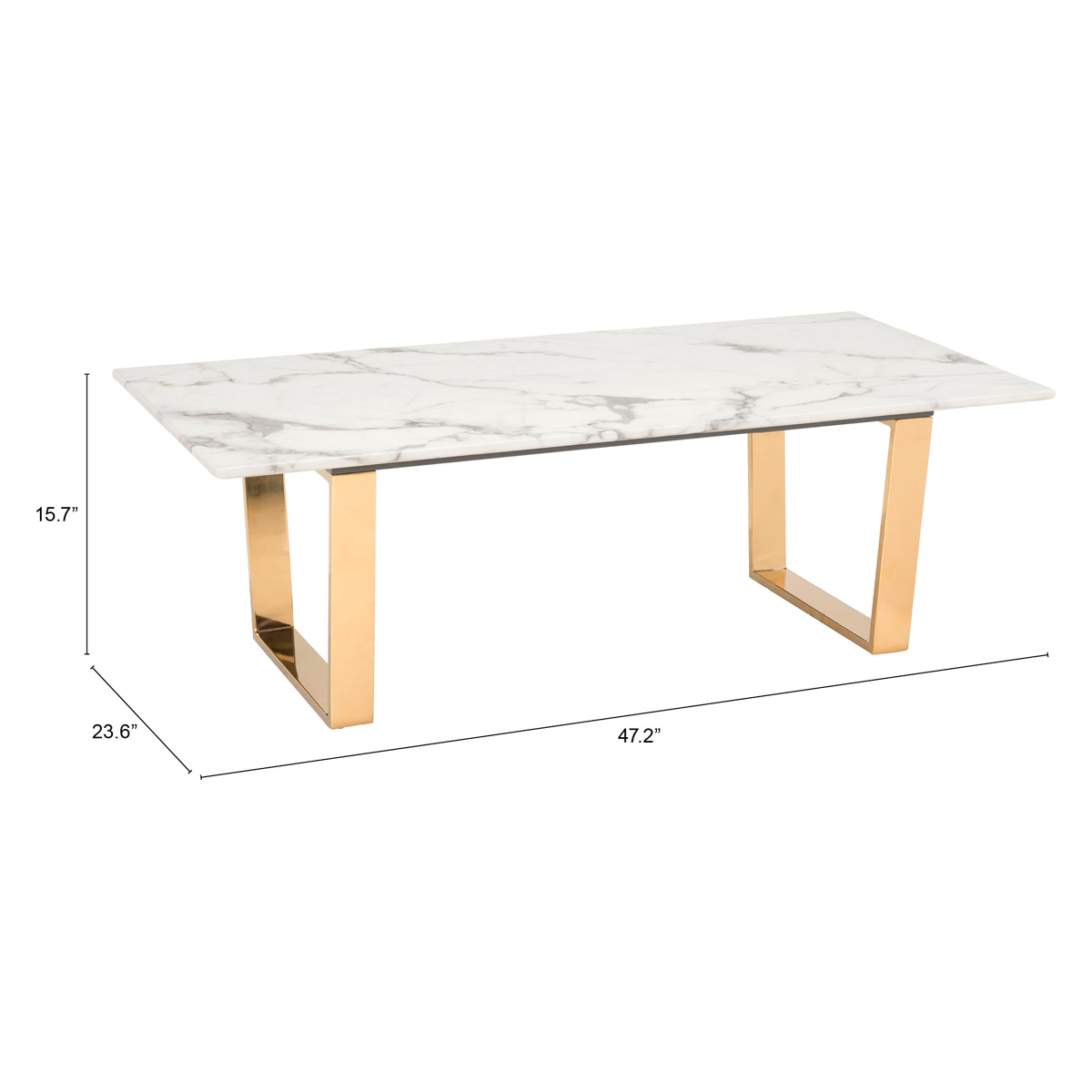 ZUO Atlas Coffee Table - White/Gold