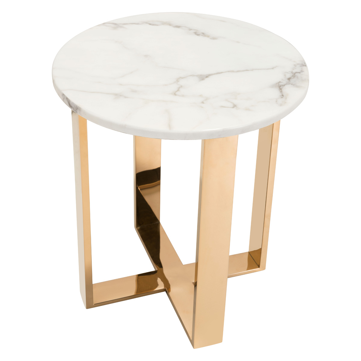 ZUO Atlas End Table - White/Gold