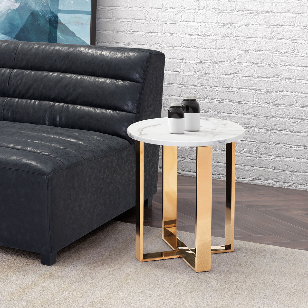 ZUO Atlas End Table - White/Gold