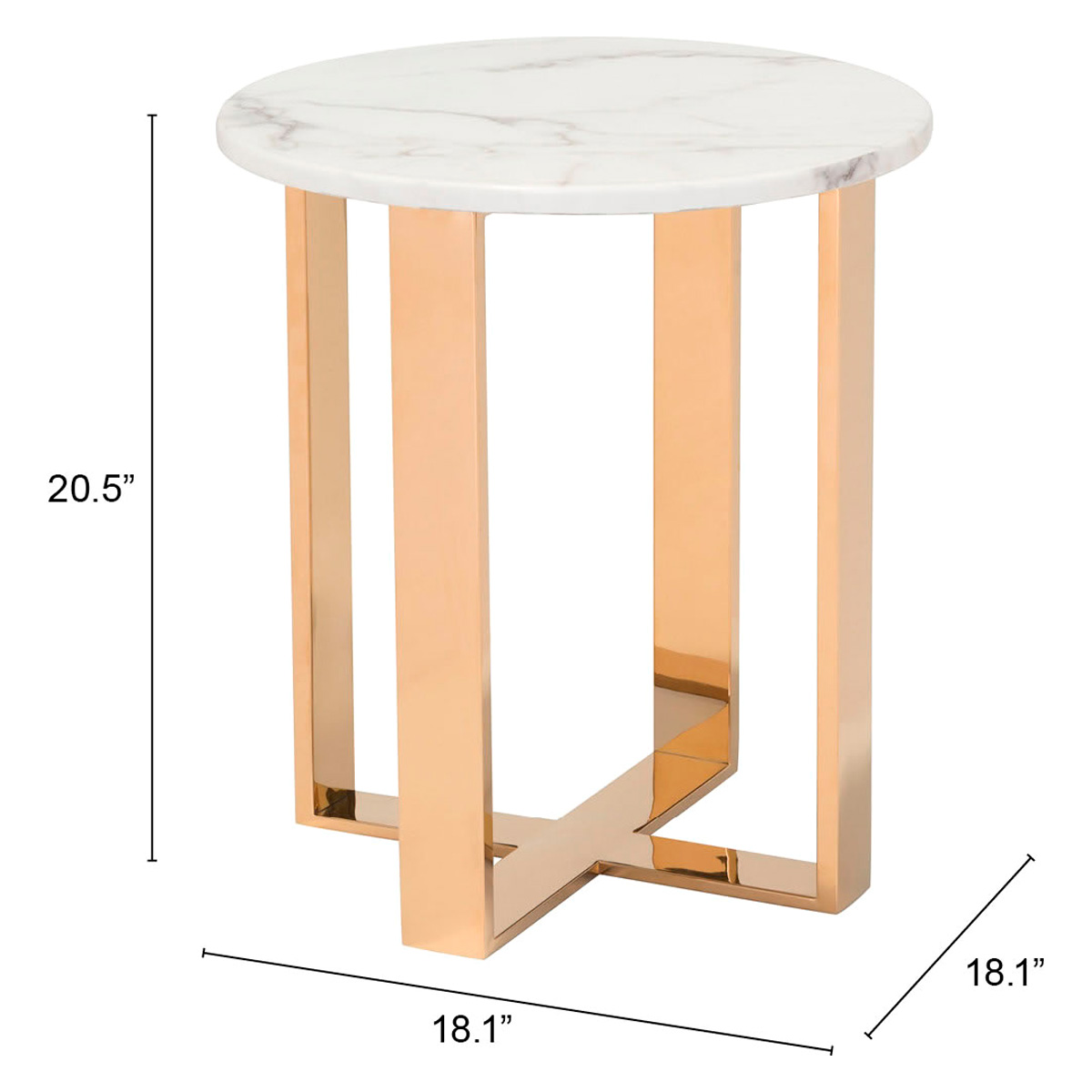 ZUO Atlas End Table - White/Gold